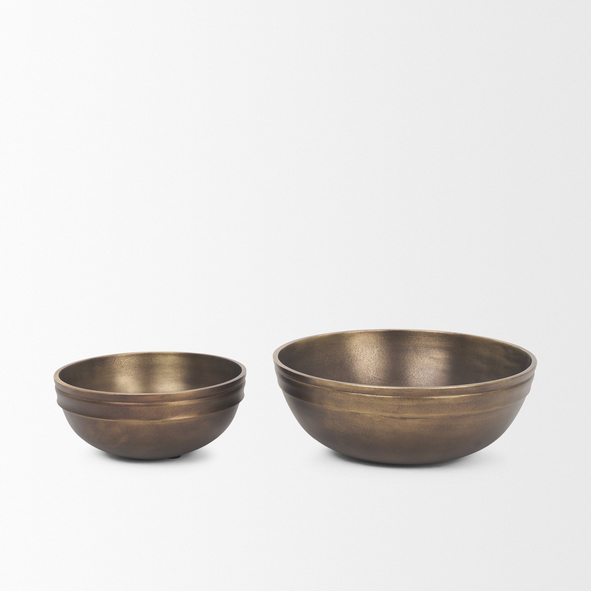 Tomiko Decorative Brass Finished Cast Aluminum Round Bowls - Central Designs
