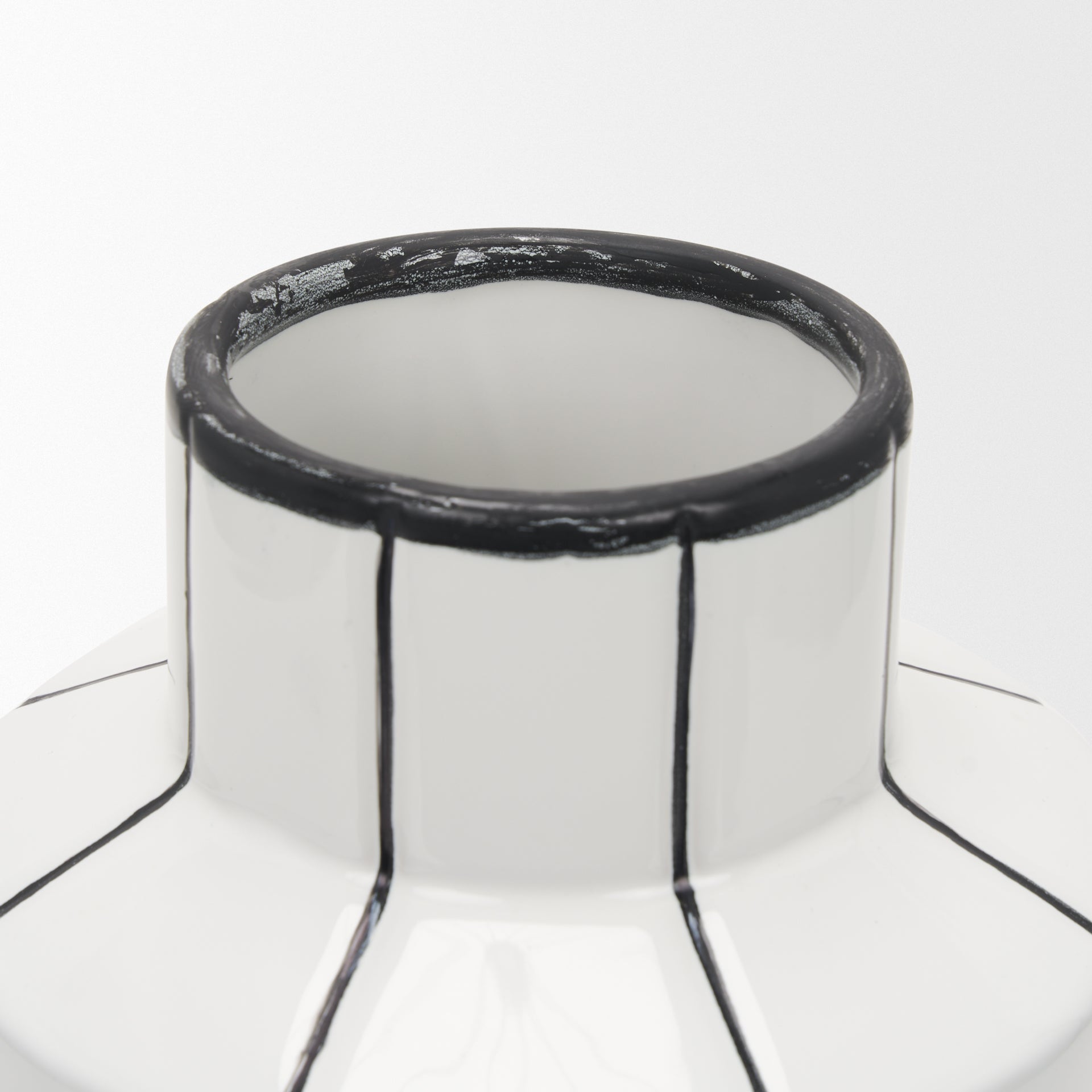 Dinah Small White w/ Black Stripes Ceramic Vase - Central Designs