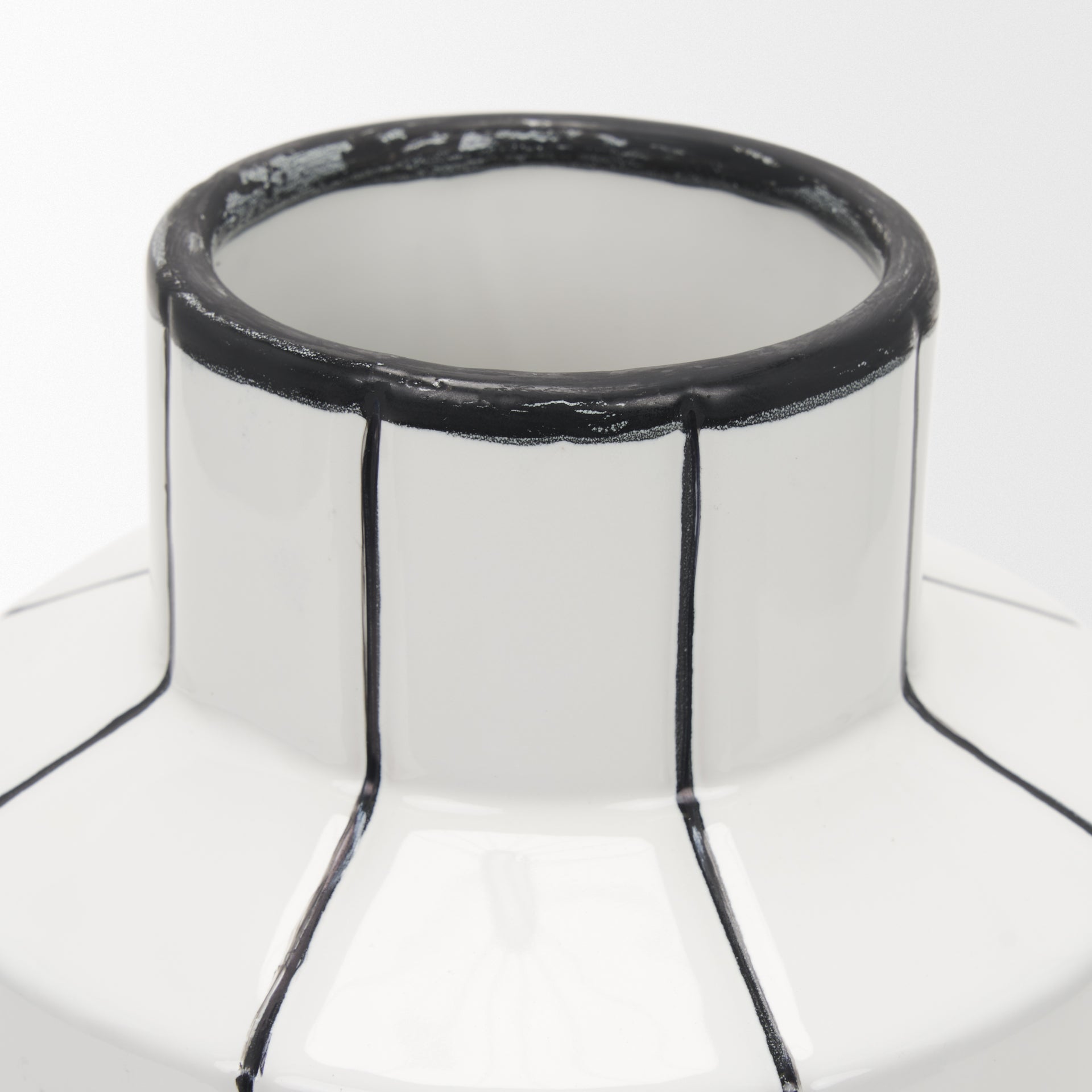 Dinah Small White w/ Black Stripes Ceramic Vase - Central Designs