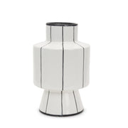 Dinah Large White w/ Black Stripes Ceramic Vase - Central Designs
