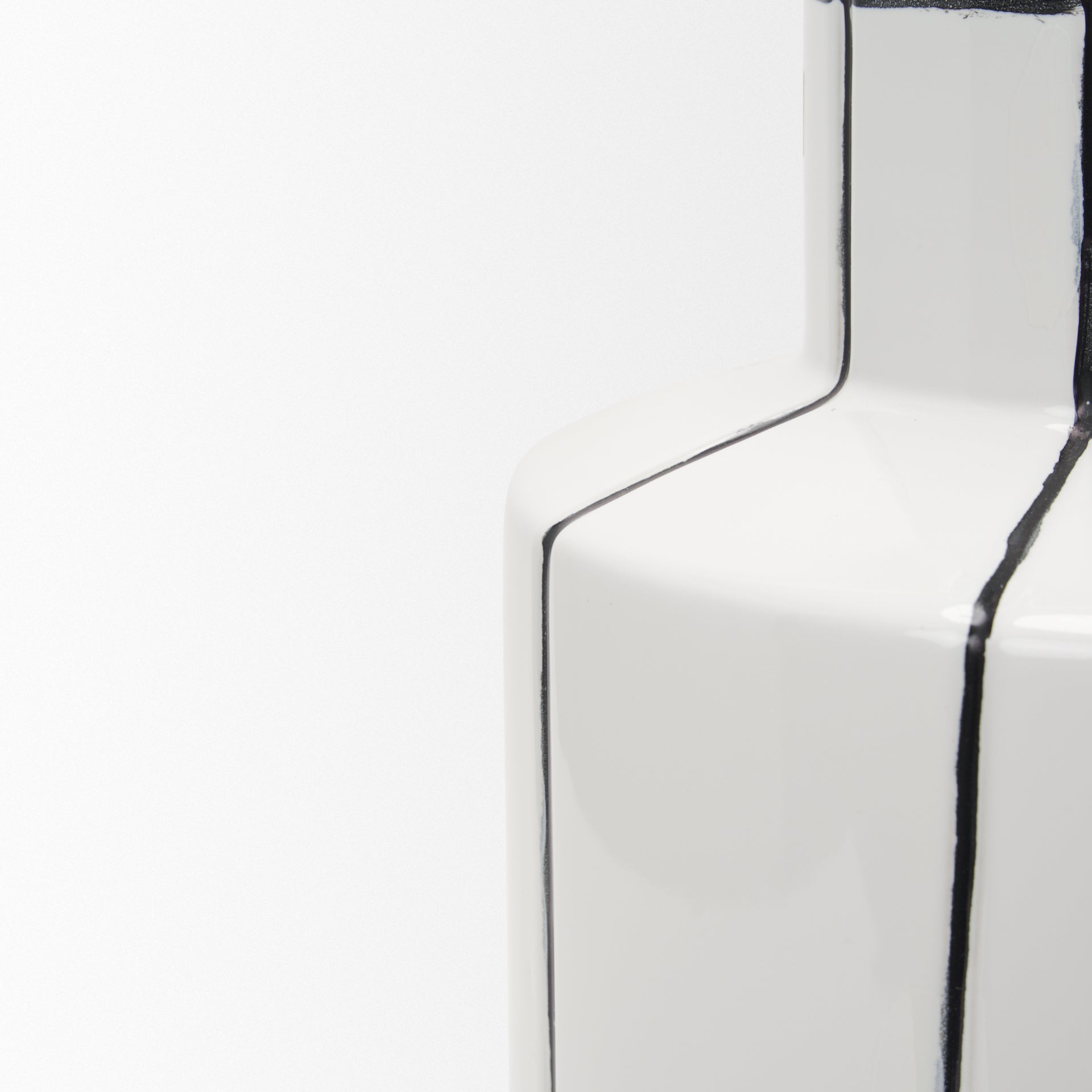 Dinah Large White w/ Black Stripes Ceramic Vase - Central Designs