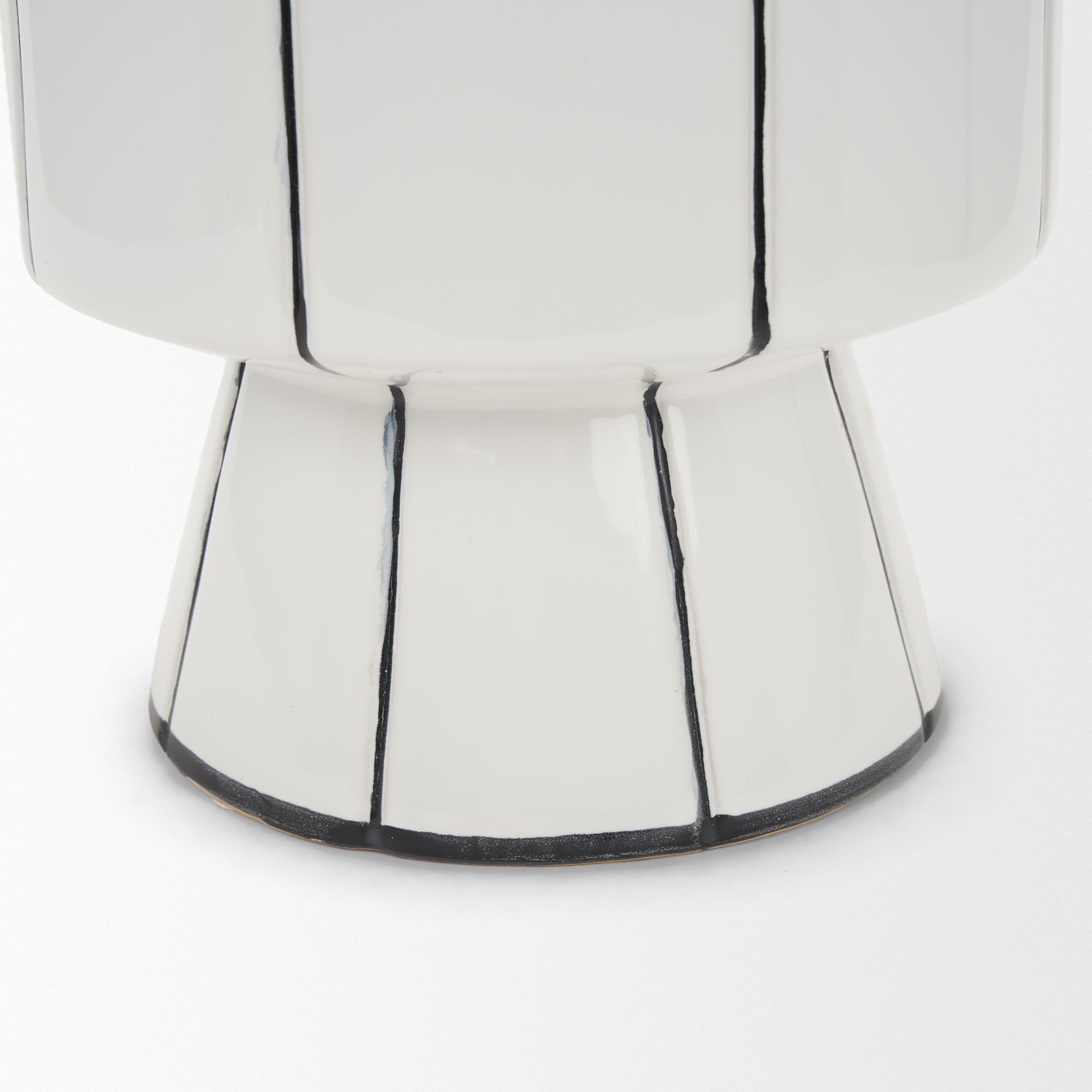 Dinah Large White w/ Black Stripes Ceramic Vase - Central Designs