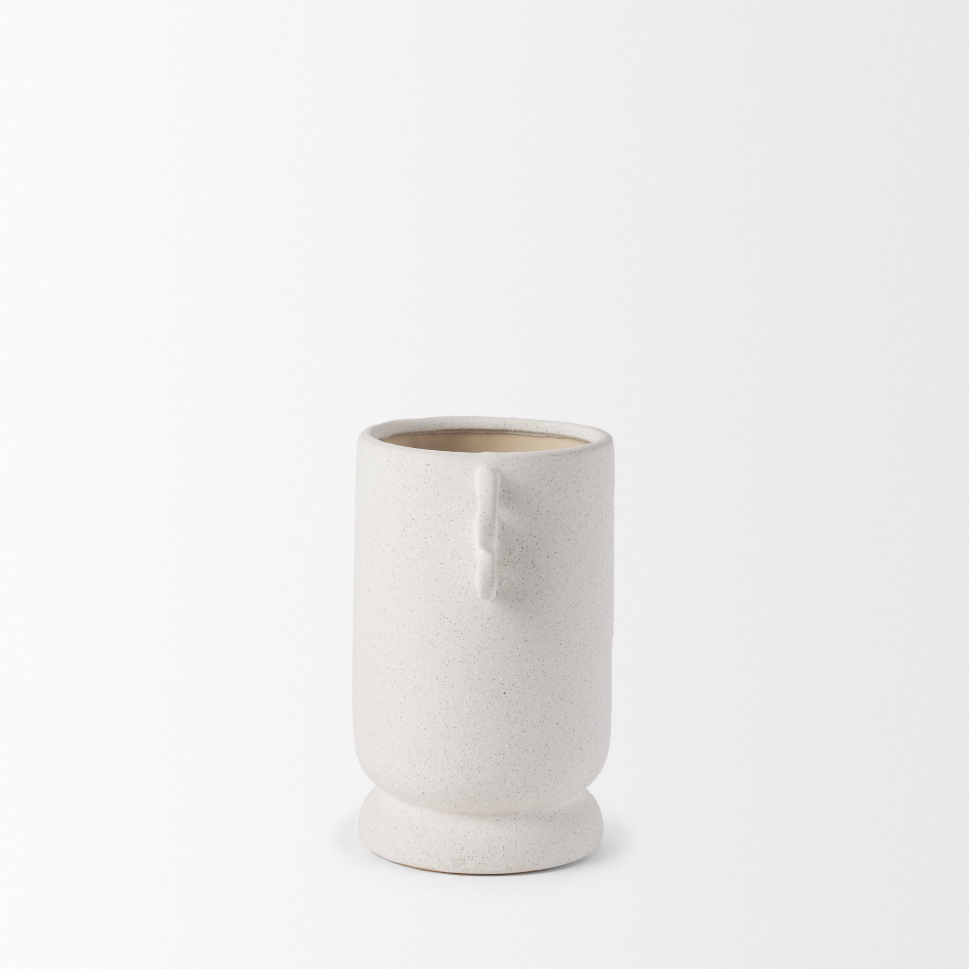 Dylan Small Textured Off White w/ Handles Ceramic Vase - Central Designs