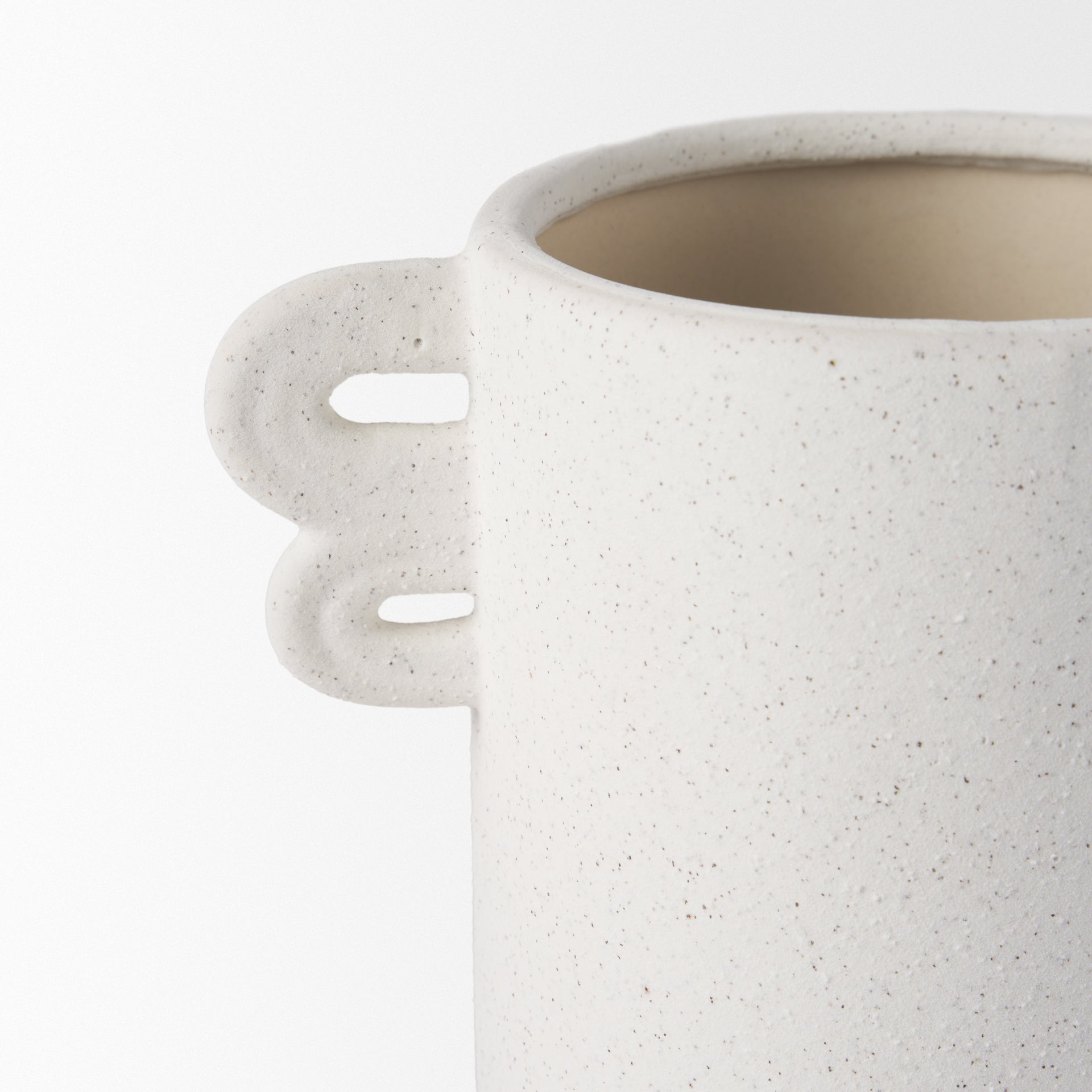 Dylan Small Textured Off White w/ Handles Ceramic Vase - Central Designs