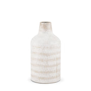 Tisha Small White W/ Terracotta Distressing Metal Vase - Central Designs