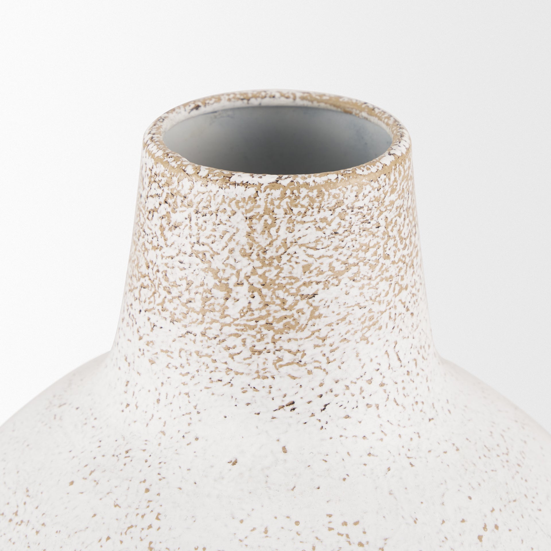 Tisha Small White W/ Terracotta Distressing Metal Vase - Central Designs