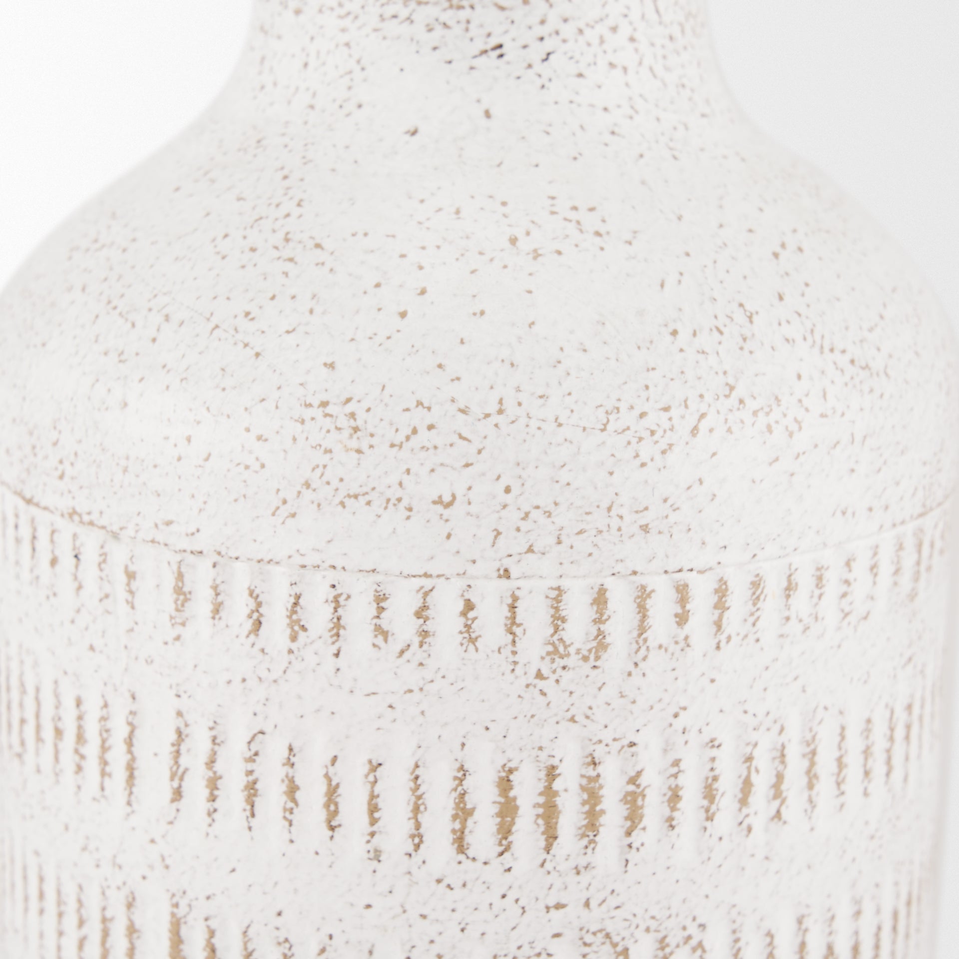 Tisha Small White W/ Terracotta Distressing Metal Vase - Central Designs