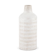Tisha Large White W/ Terracotta Distressing Metal Vase - Central Designs