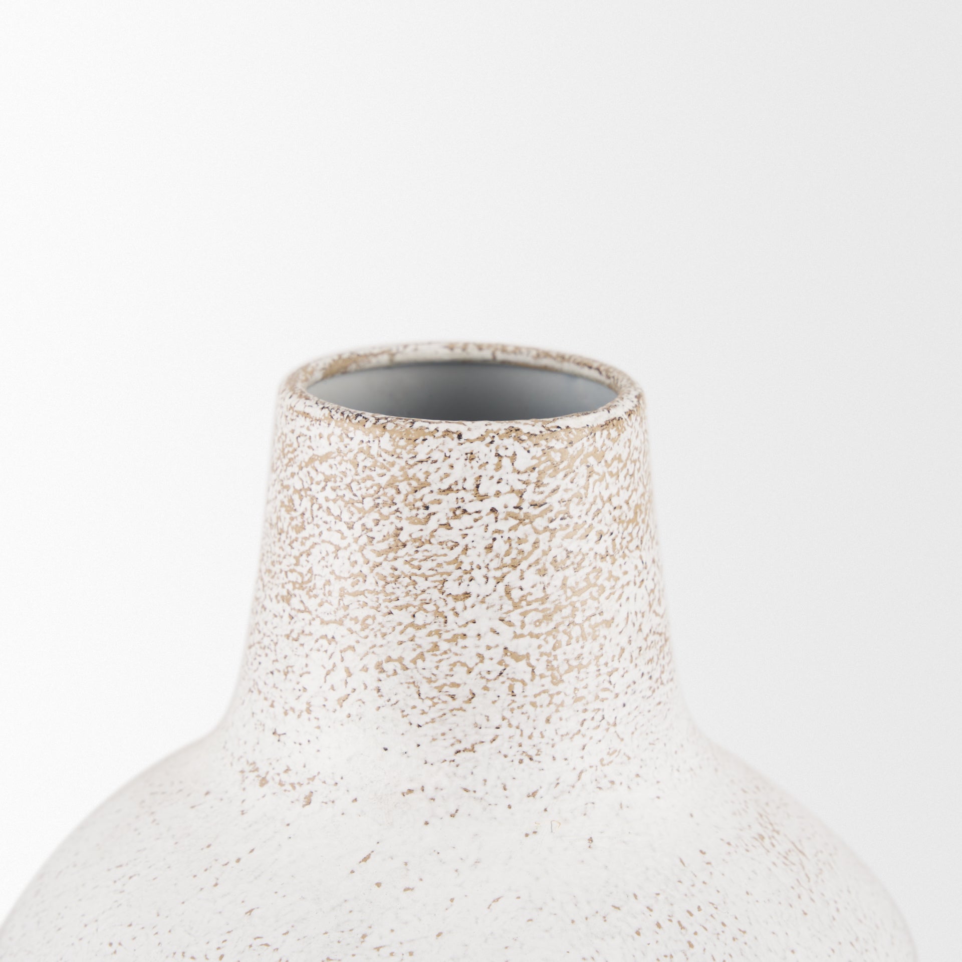 Tisha Large White W/ Terracotta Distressing Metal Vase - Central Designs