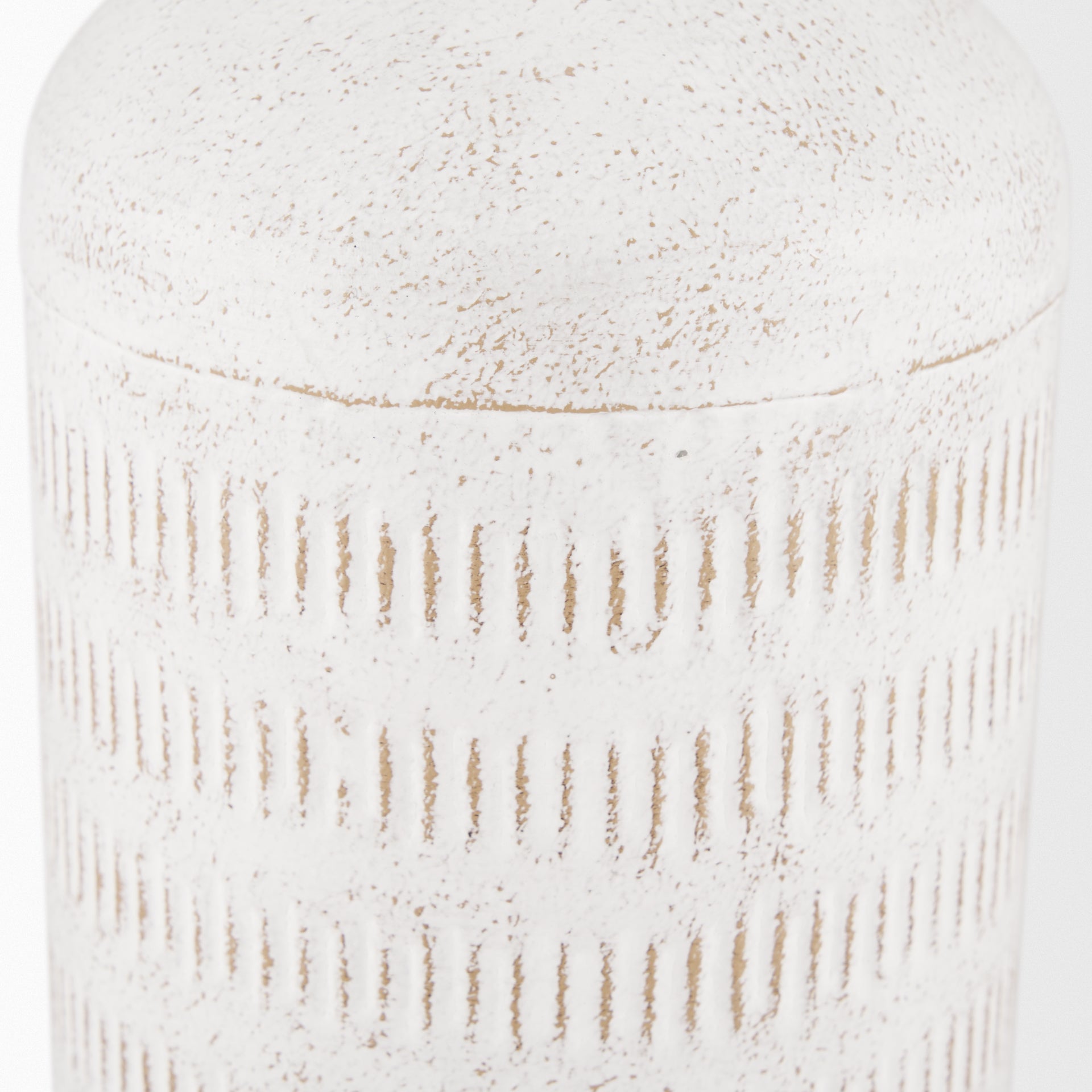 Tisha Large White W/ Terracotta Distressing Metal Vase - Central Designs