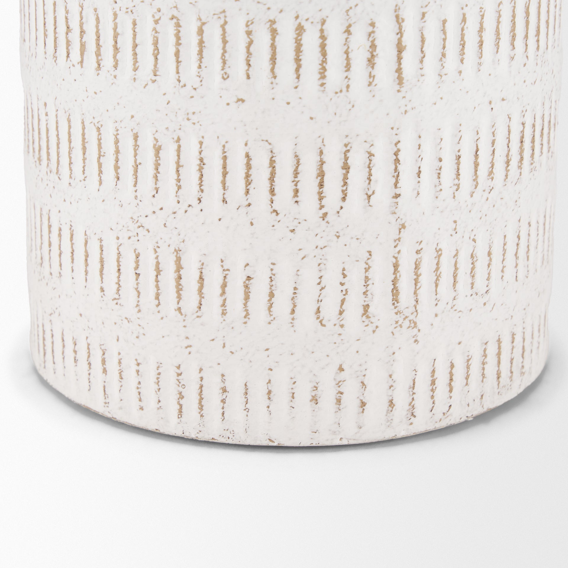 Tisha Large White W/ Terracotta Distressing Metal Vase - Central Designs