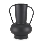 Tasya Large Matte Black w/ Handles Metal Vase - Central Designs