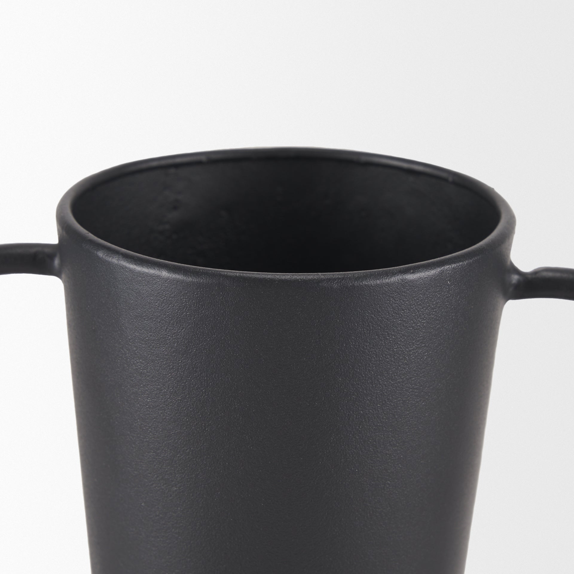 Tasya Large Matte Black w/ Handles Metal Vase - Central Designs