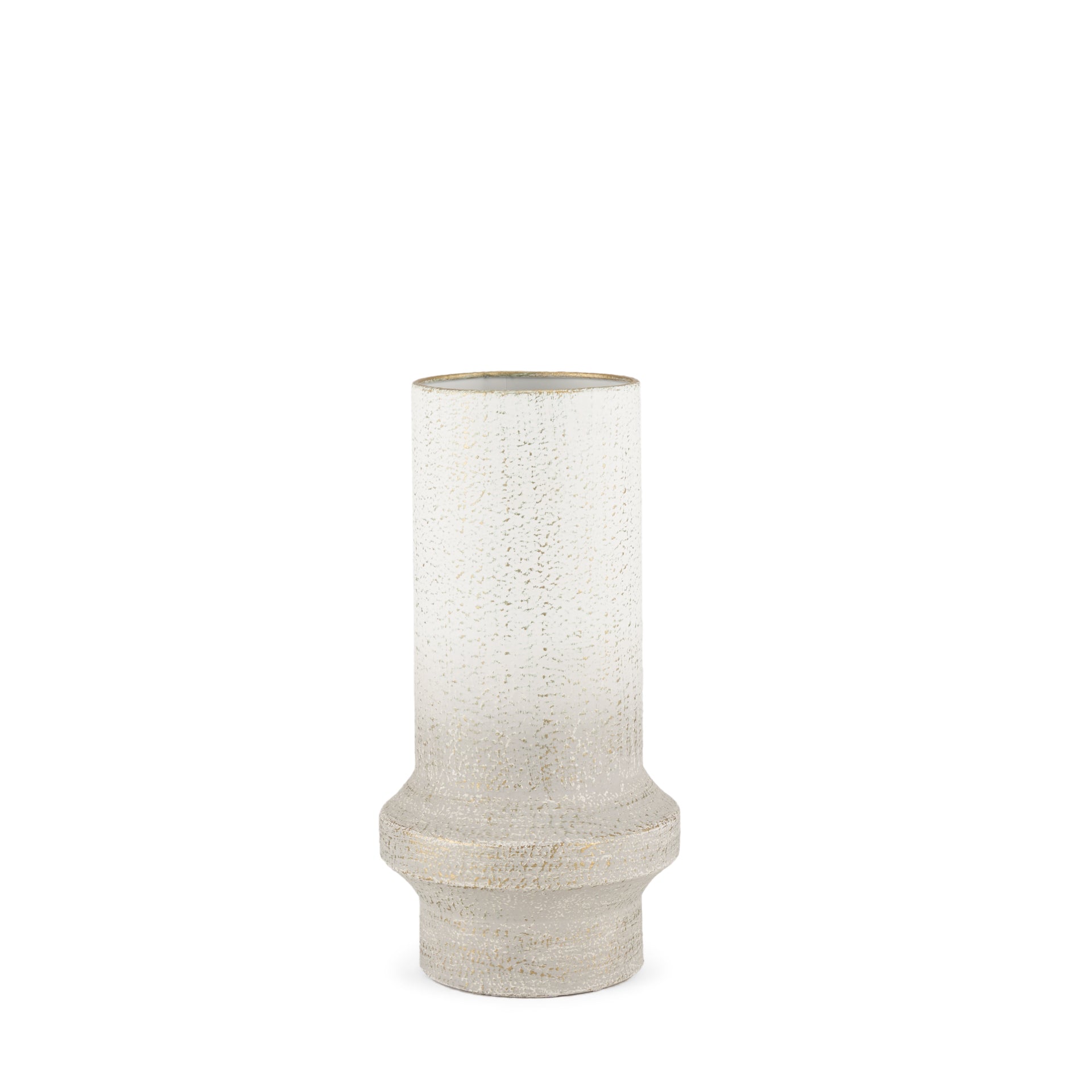 Tovah Small Textured White w/ Gold Metal Vase - Central Designs
