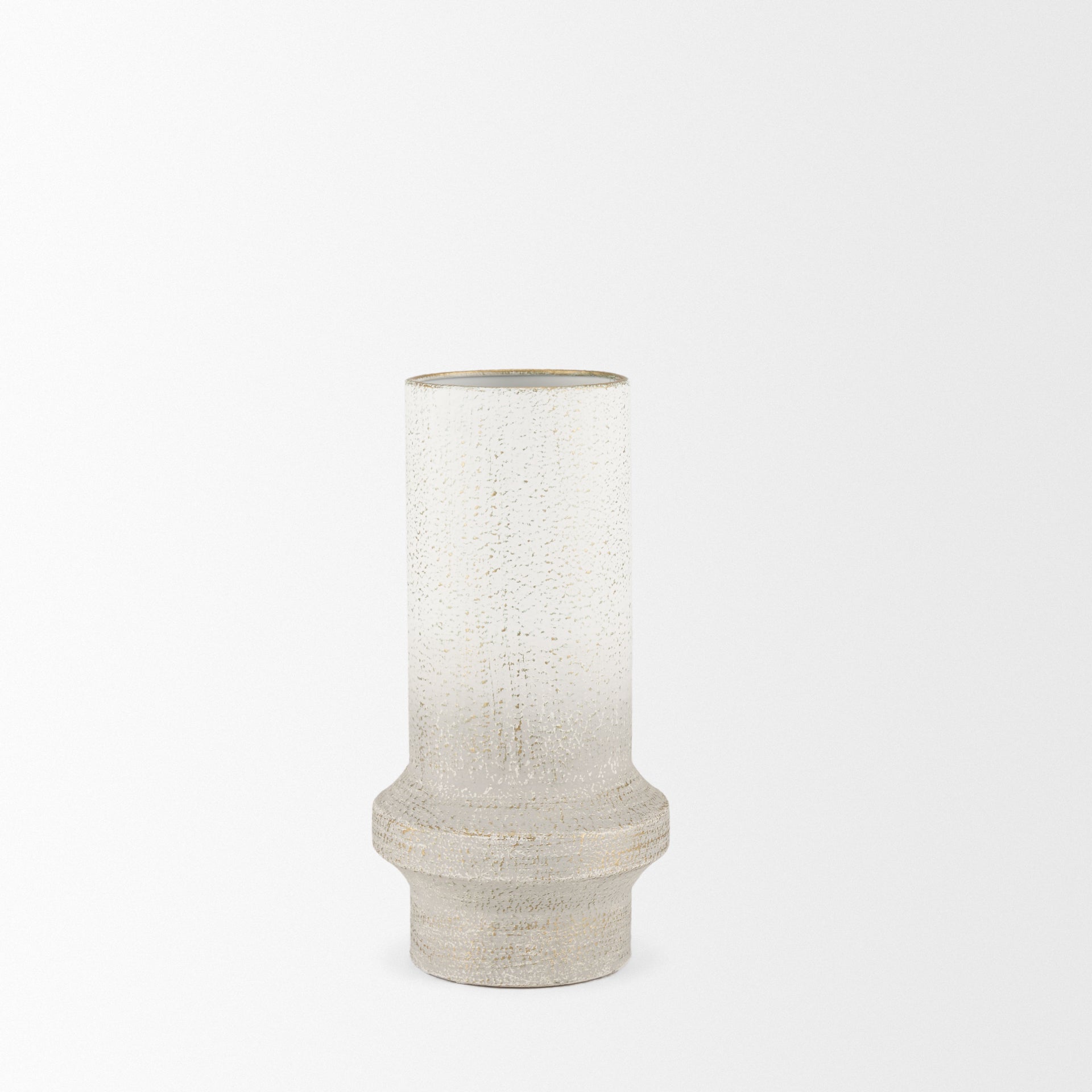 Tovah Small Textured White w/ Gold Metal Vase - Central Designs