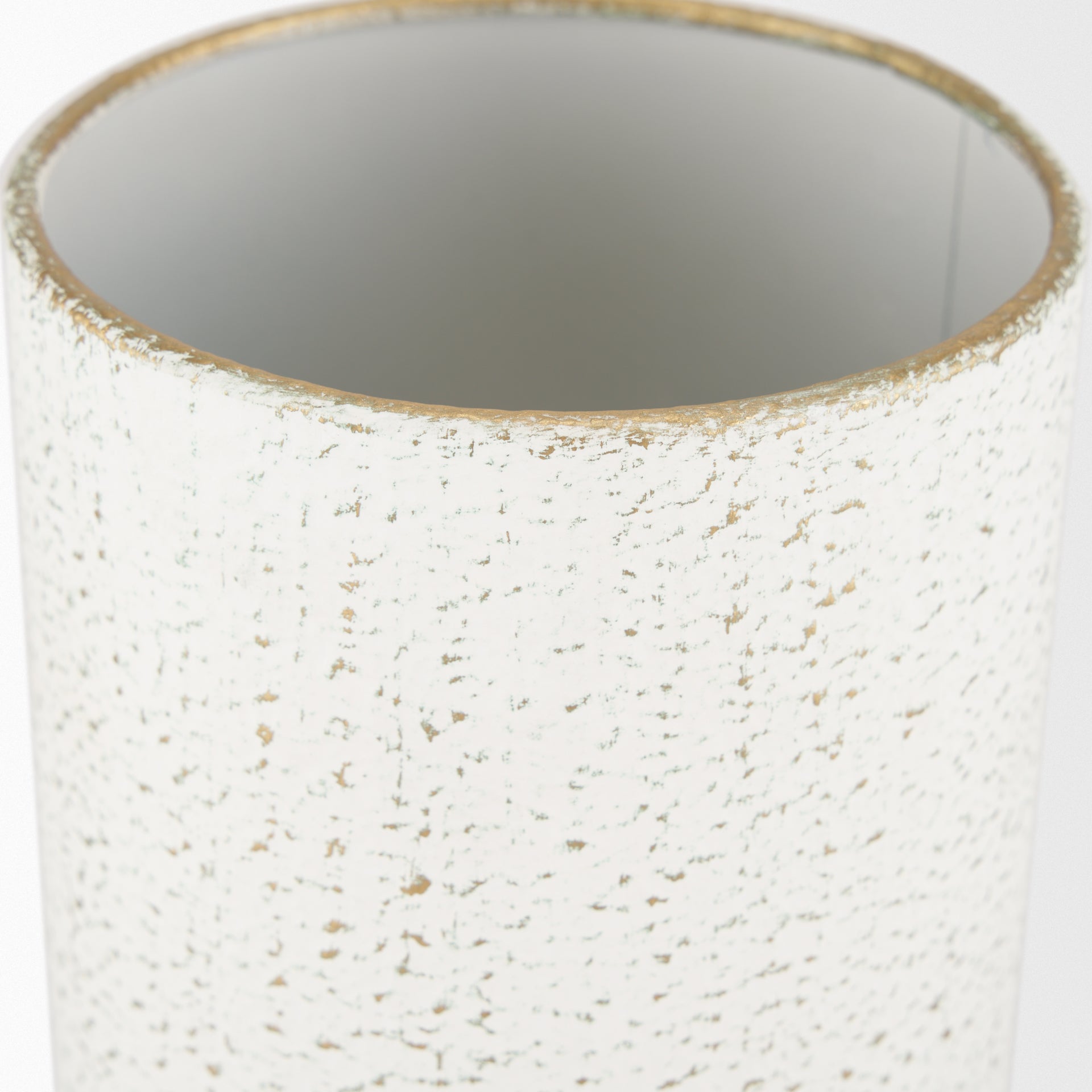 Tovah Small Textured White w/ Gold Metal Vase - Central Designs