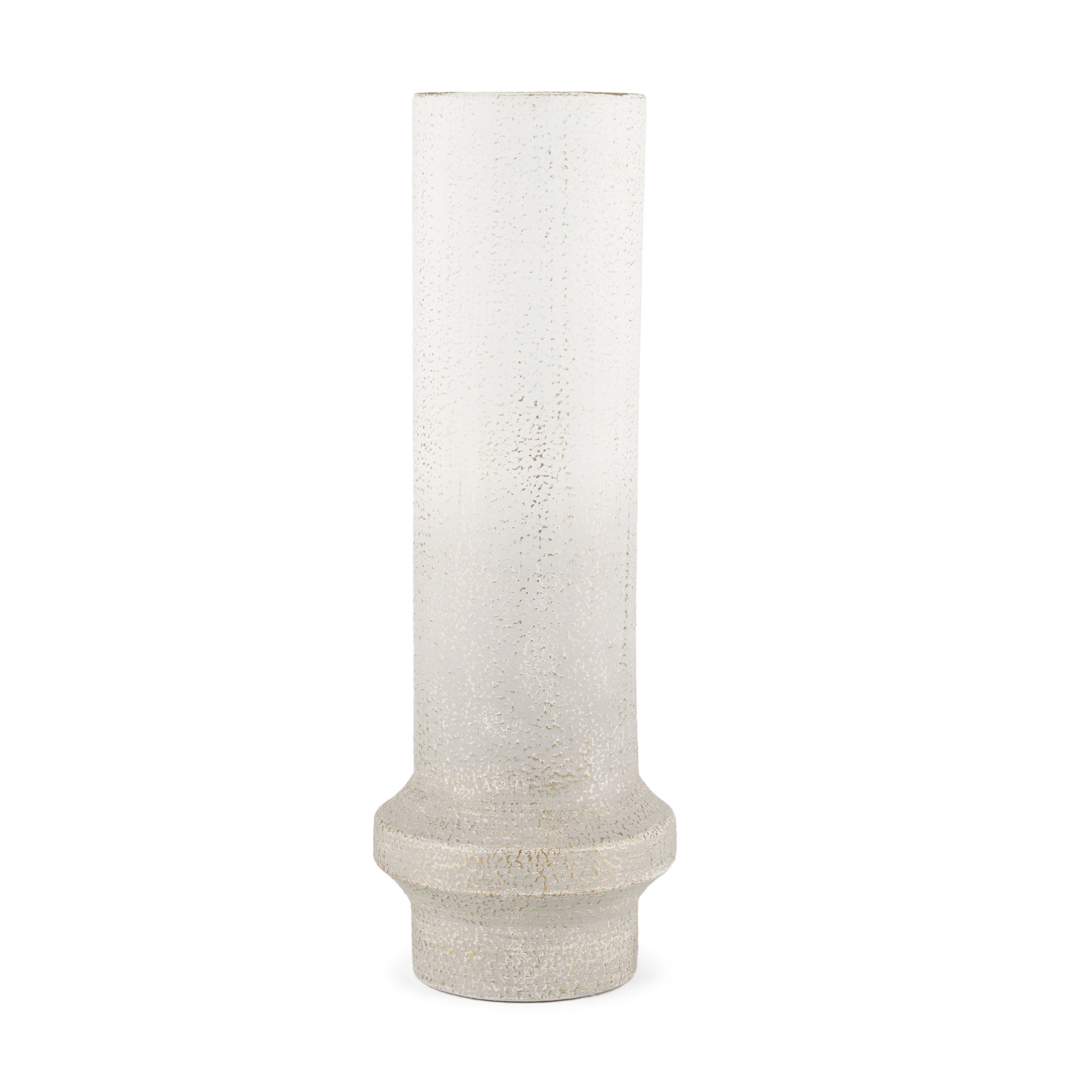 Tovah Tall Textured White w/ Gold Metal Vase - Central Designs