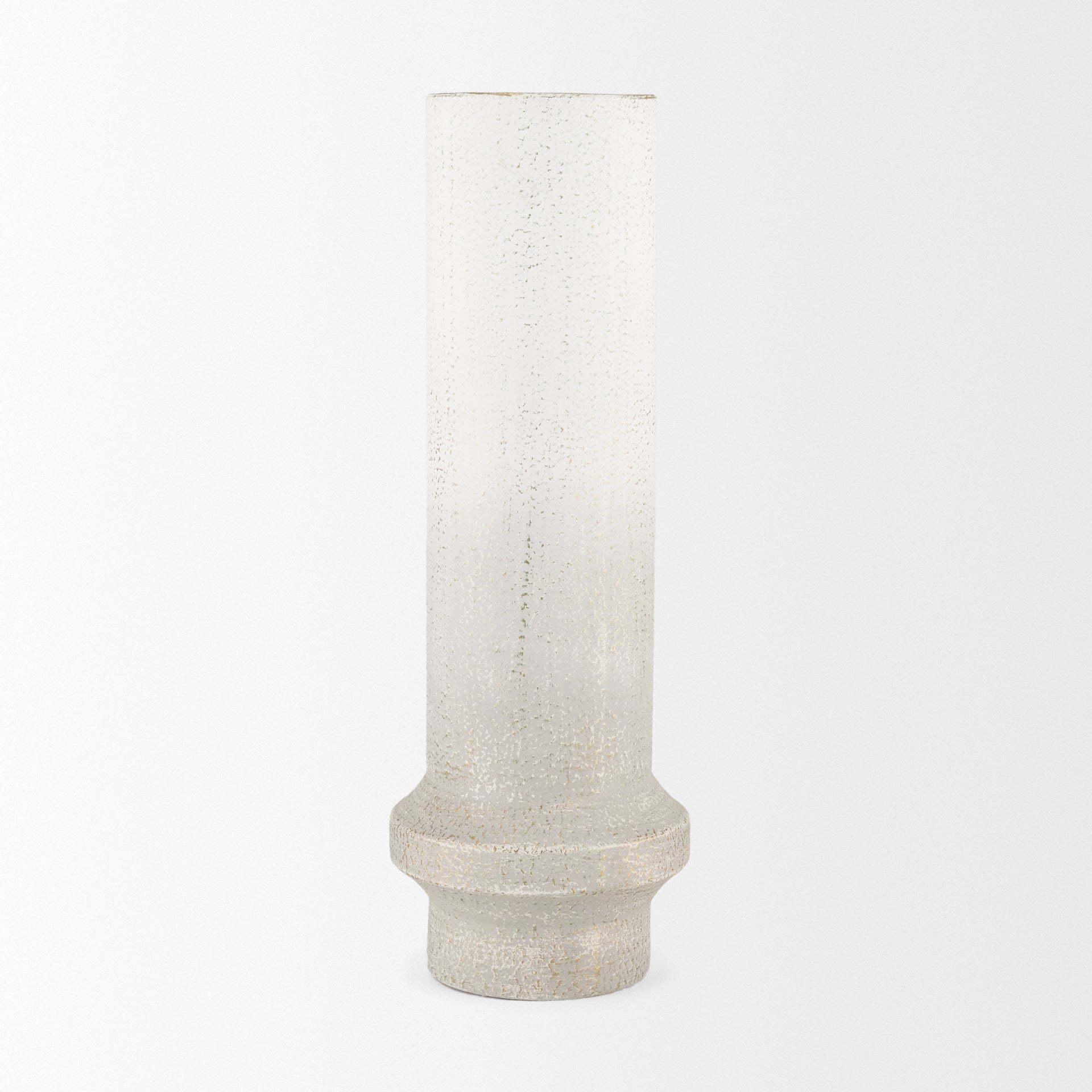 Tovah Tall Textured White w/ Gold Metal Vase - Central Designs