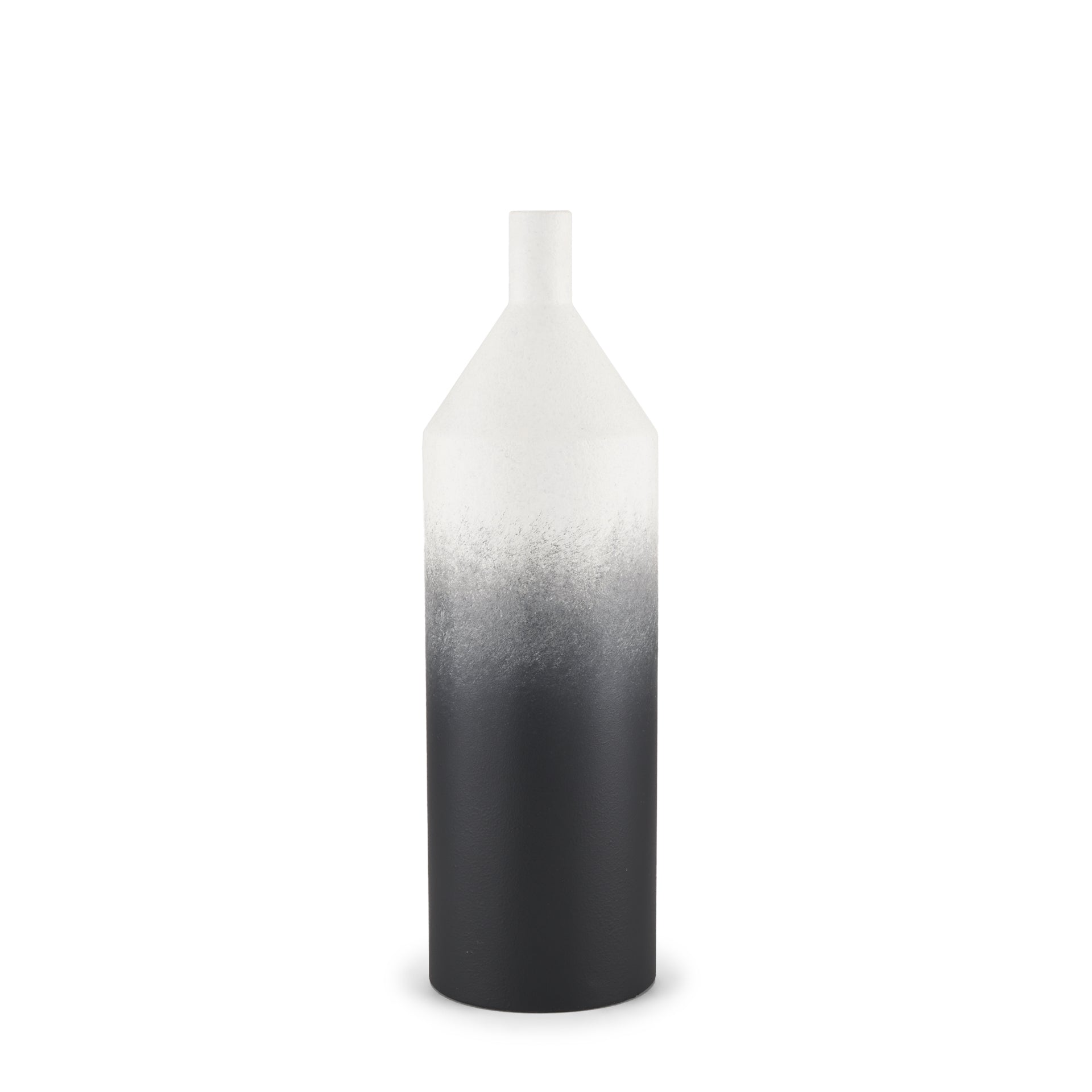 Townley Small White w/ Black Ombre Metal Vase - Central Designs