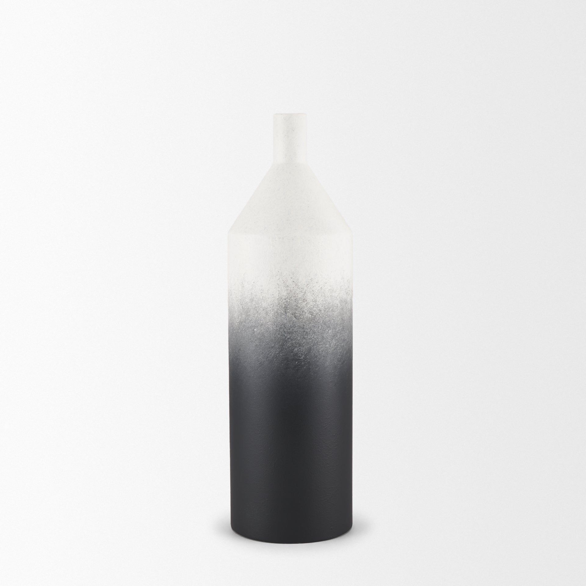 Townley Small White w/ Black Ombre Metal Vase - Central Designs