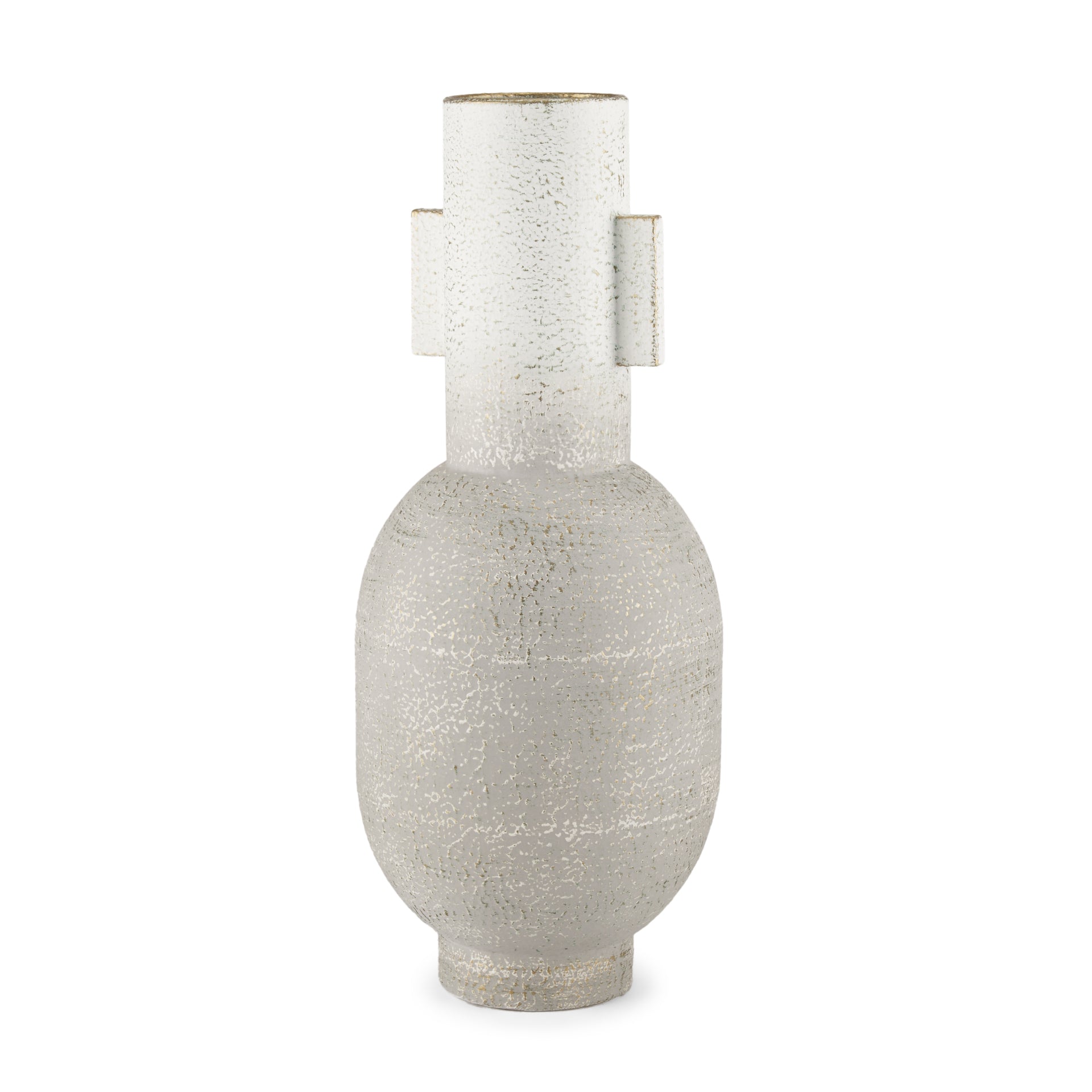 Torres Tall Textured Off White w/ Gold Metal Vase - Central Designs