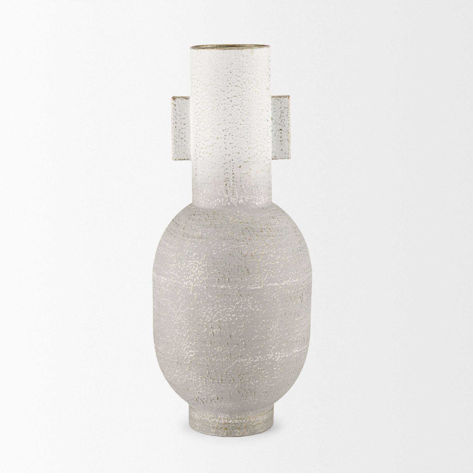 Torres Tall Textured Off White w/ Gold Metal Vase - Central Designs