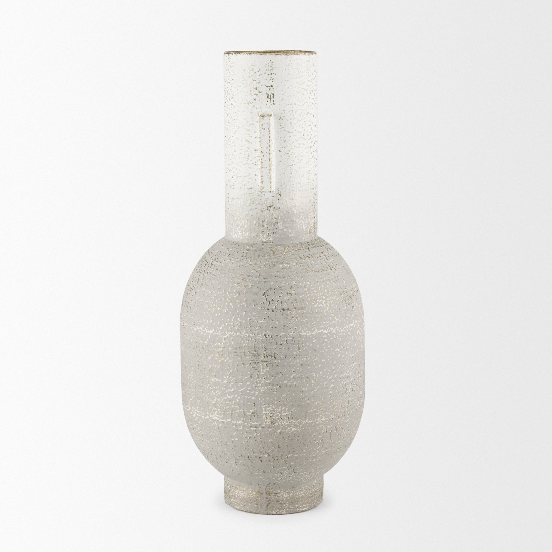 Torres Tall Textured Off White w/ Gold Metal Vase - Central Designs
