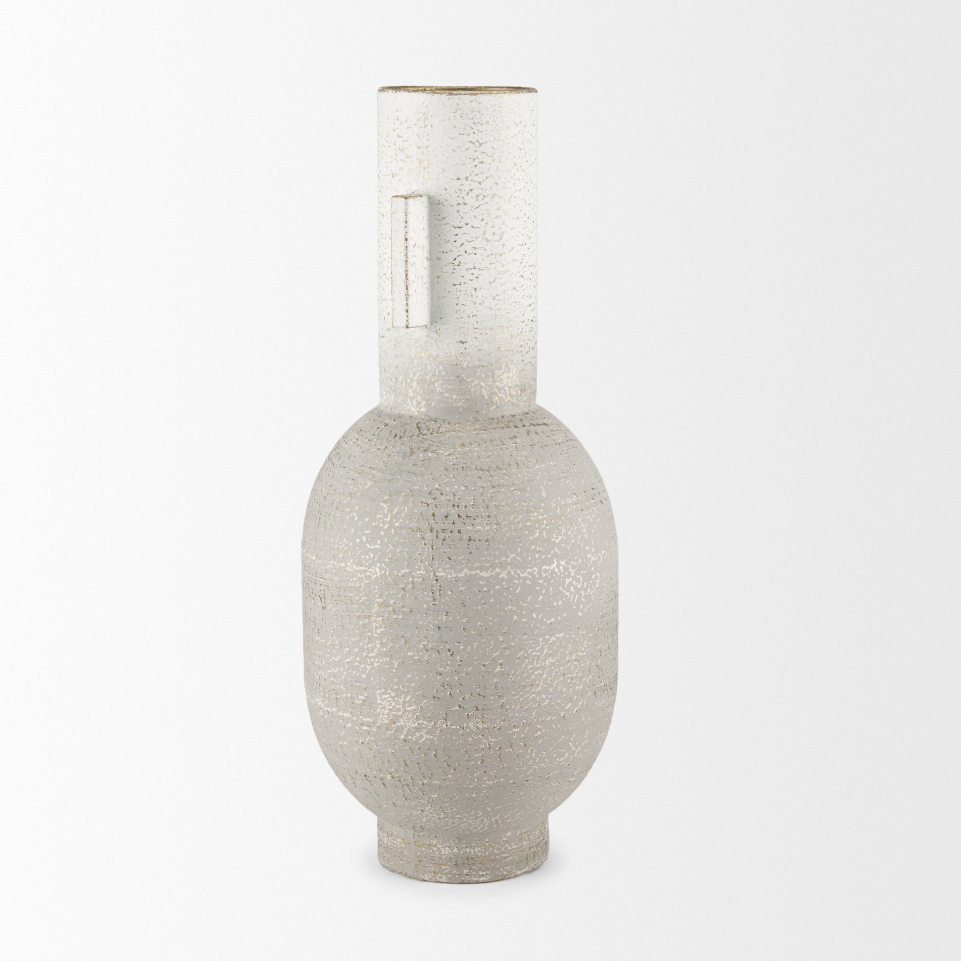Torres Tall Textured Off White w/ Gold Metal Vase - Central Designs