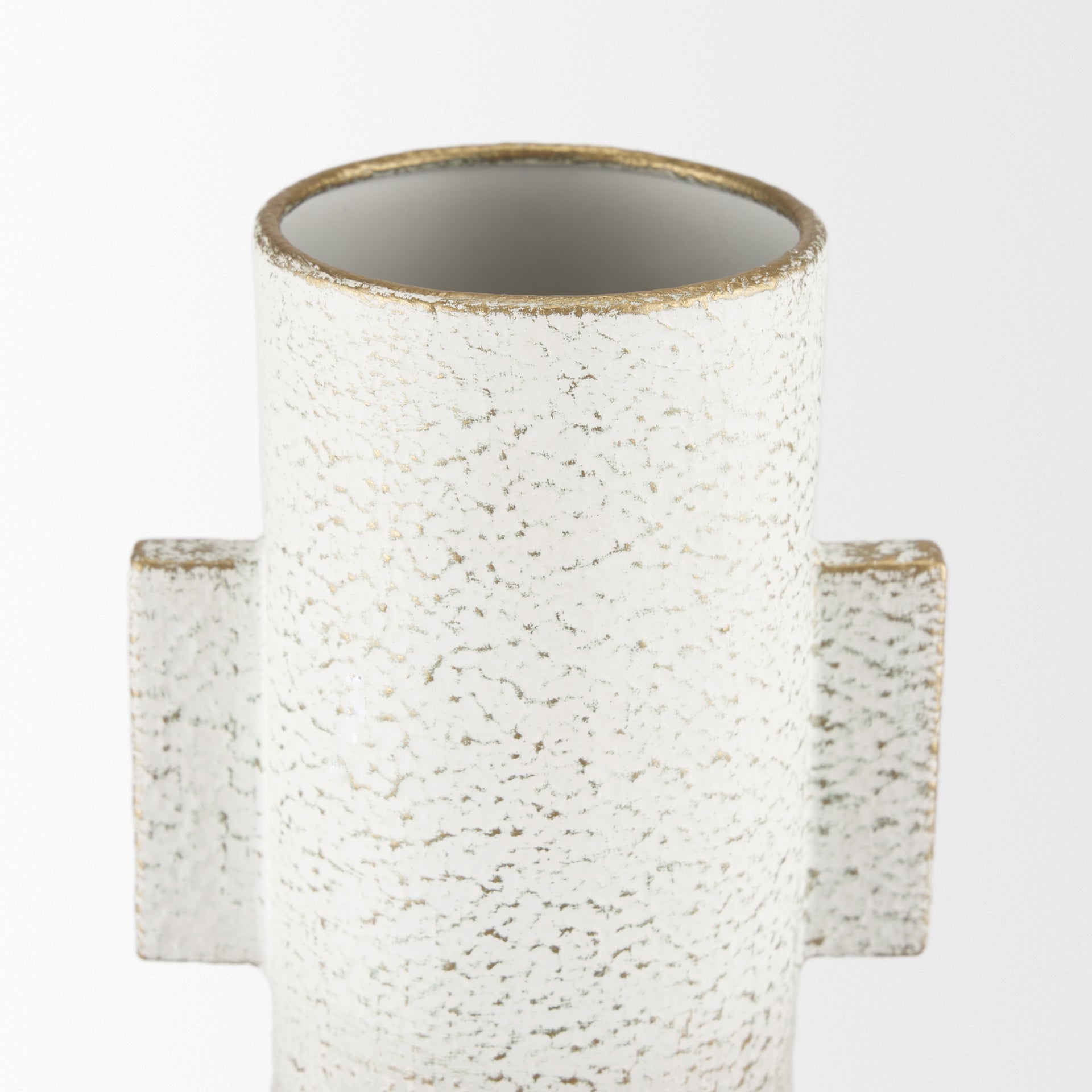 Torres Tall Textured Off White w/ Gold Metal Vase - Central Designs