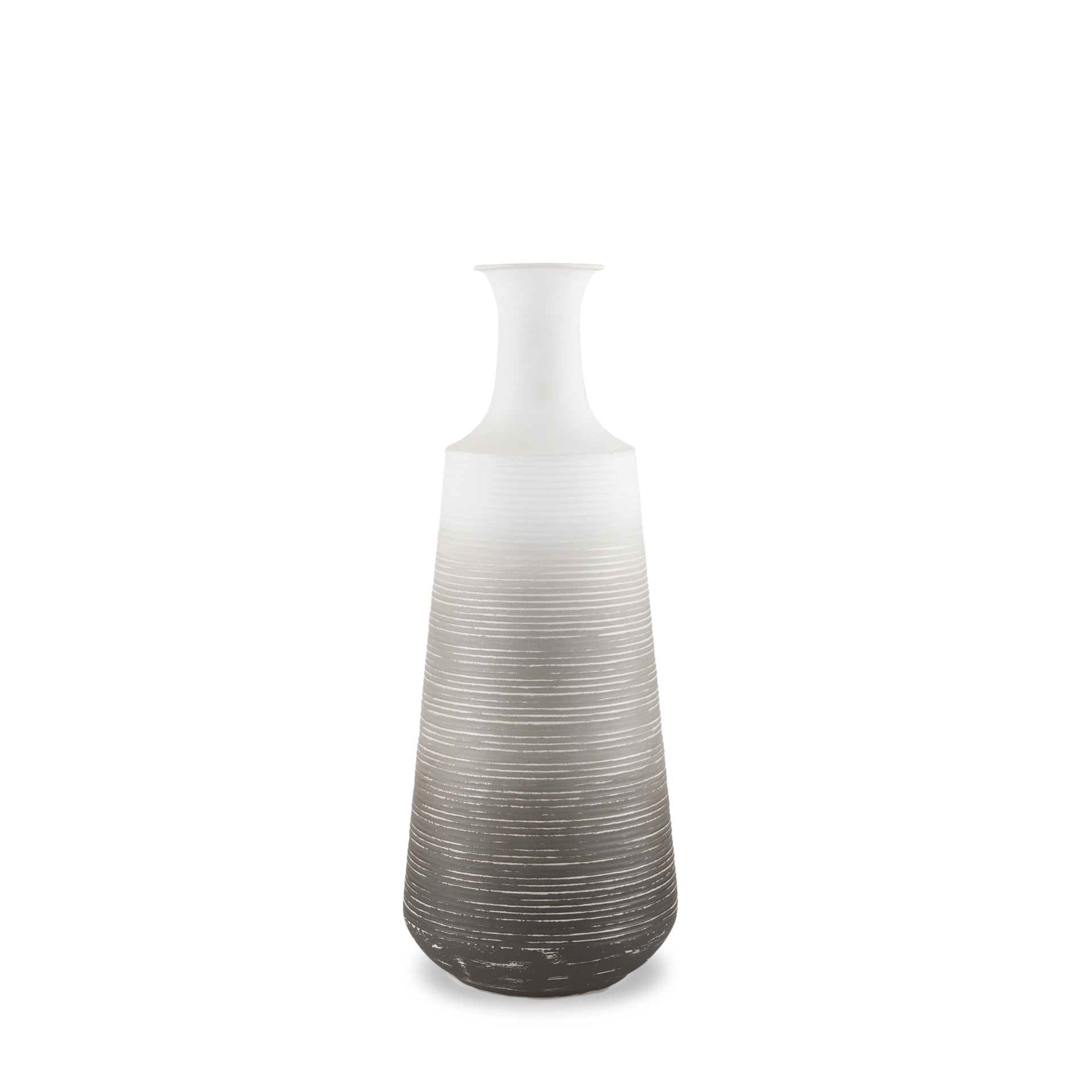 Toru Medium White w/ Grey Ombre Metal Vase - Central Designs