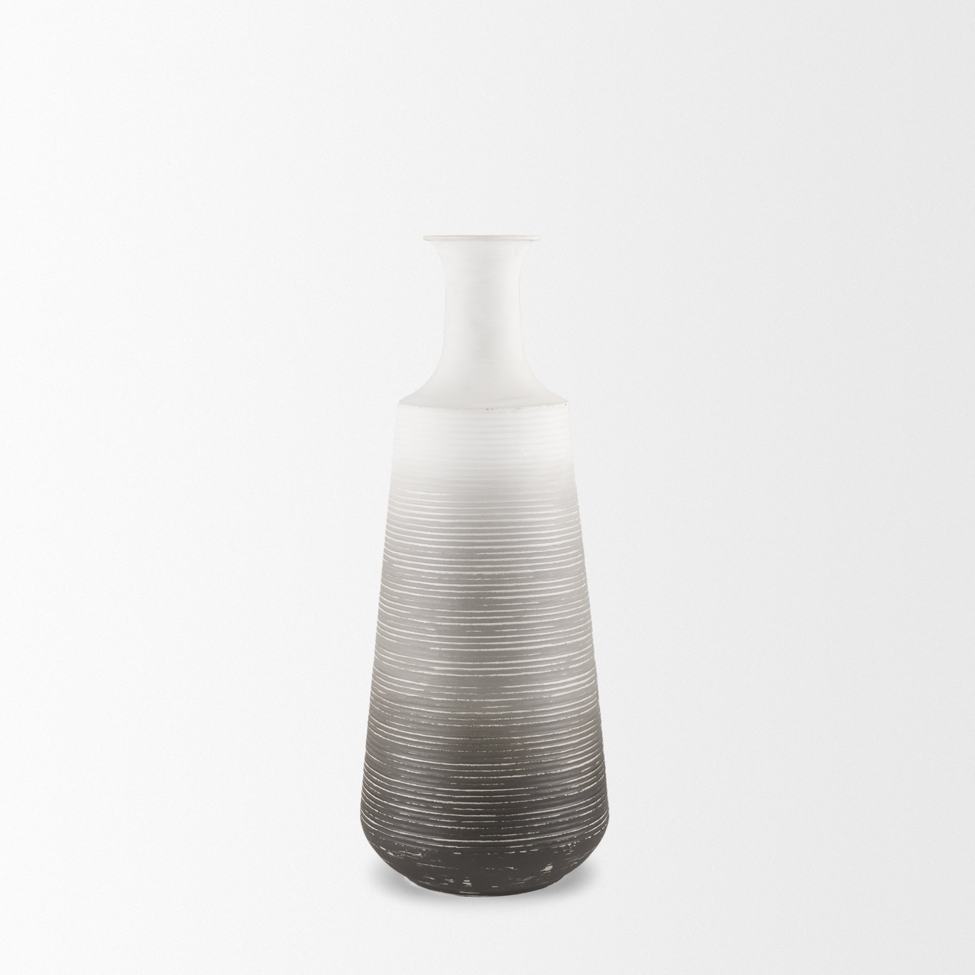 Toru Medium White w/ Grey Ombre Metal Vase - Central Designs