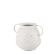Treva Small White w/ Black Speckles Metal Vase - Central Designs