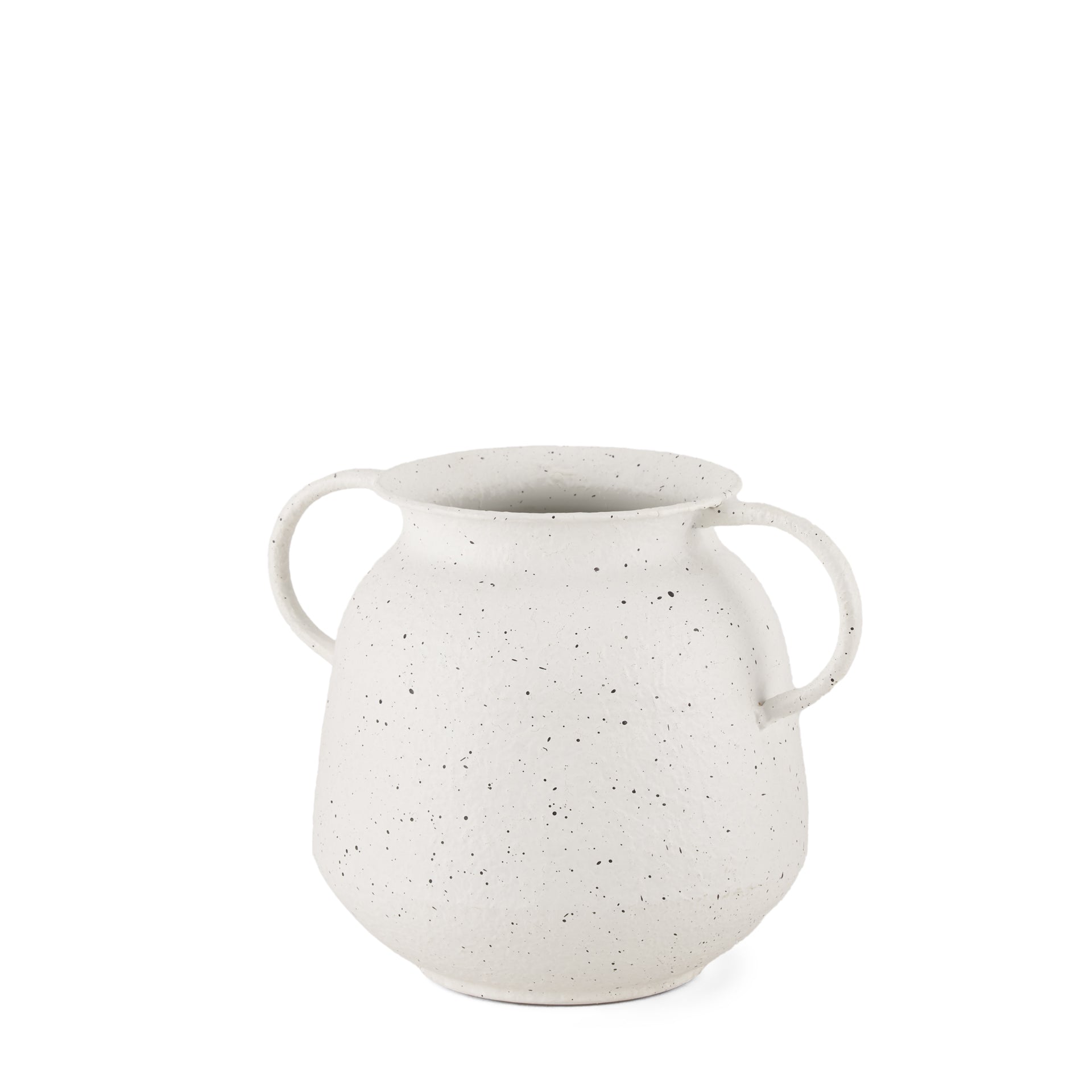 Treva Small White w/ Black Speckles Metal Vase - Central Designs