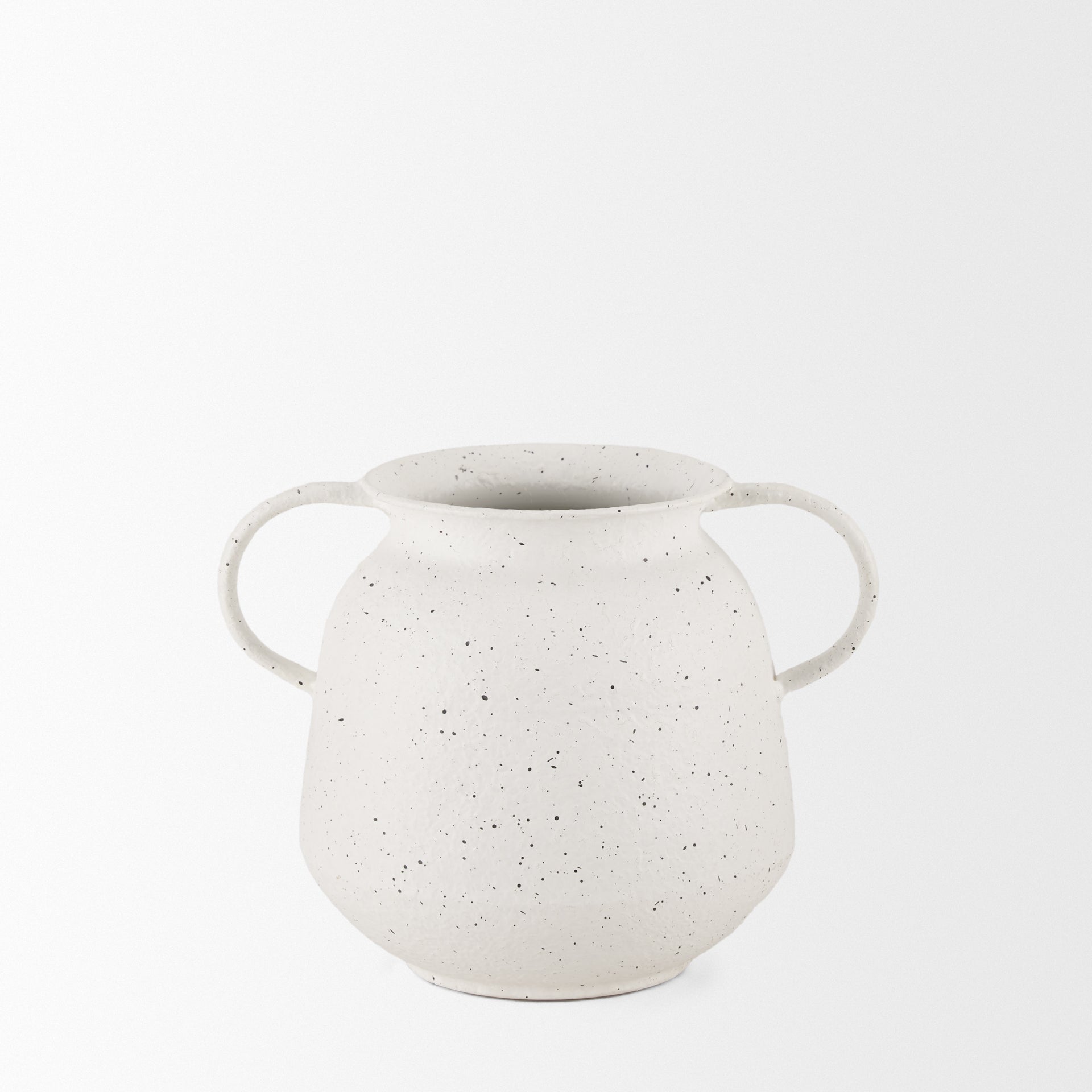 Treva Small White w/ Black Speckles Metal Vase - Central Designs