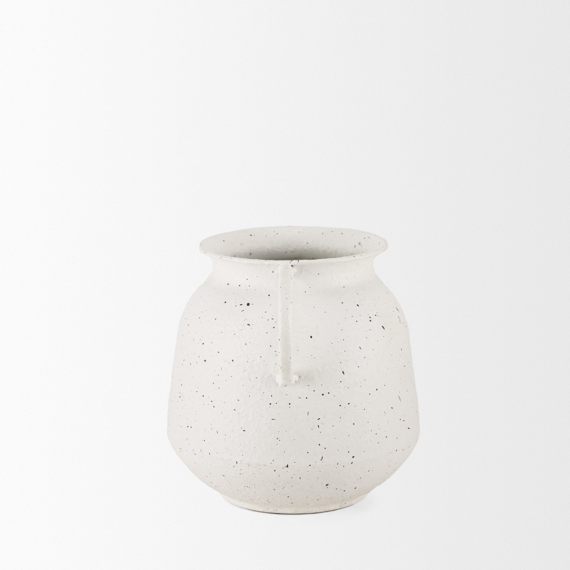 Treva Small White w/ Black Speckles Metal Vase - Central Designs