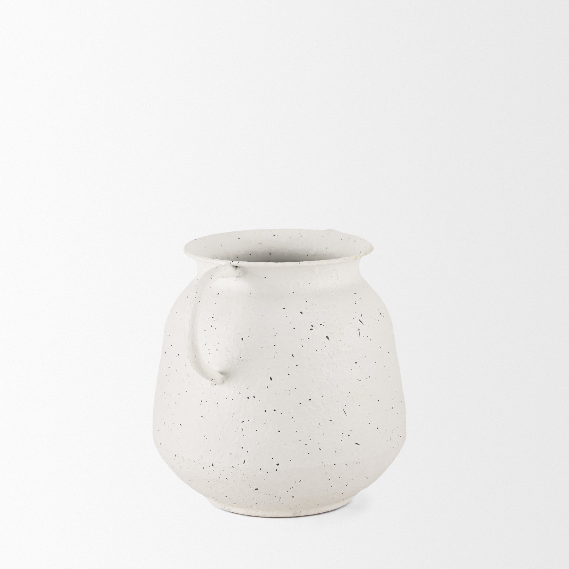 Treva Small White w/ Black Speckles Metal Vase - Central Designs