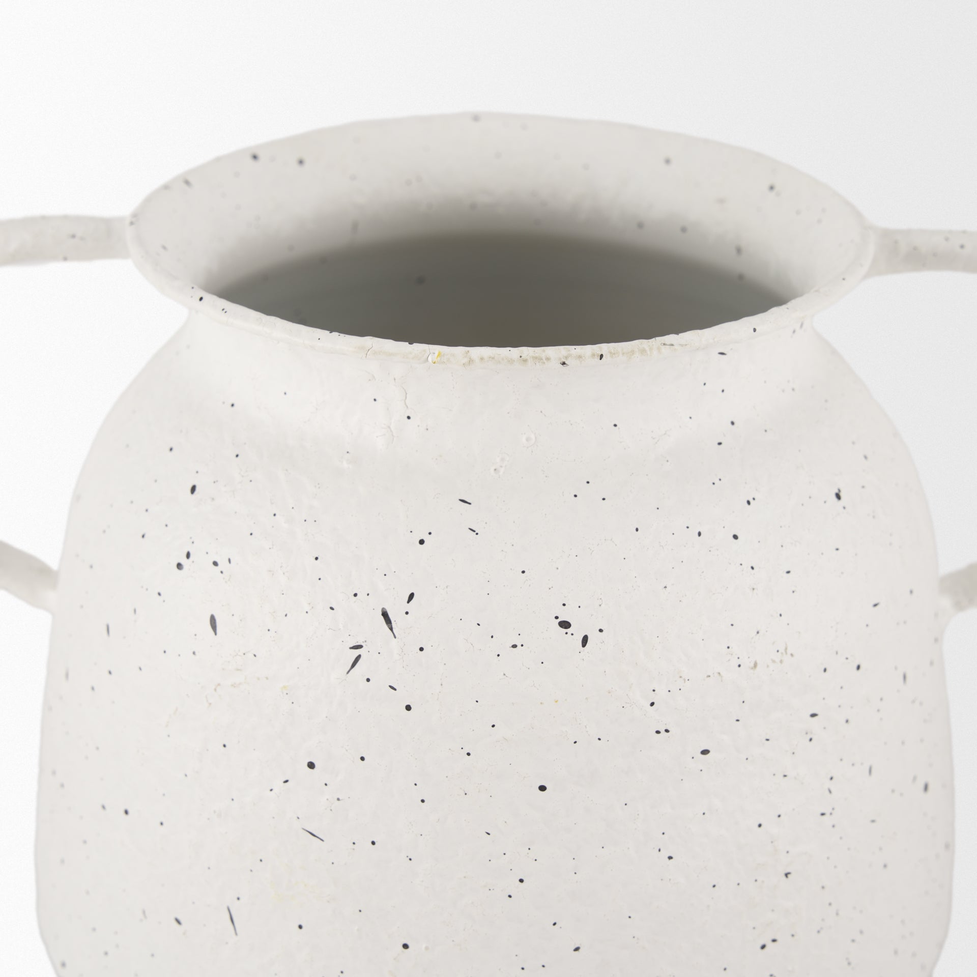 Treva Small White w/ Black Speckles Metal Vase - Central Designs