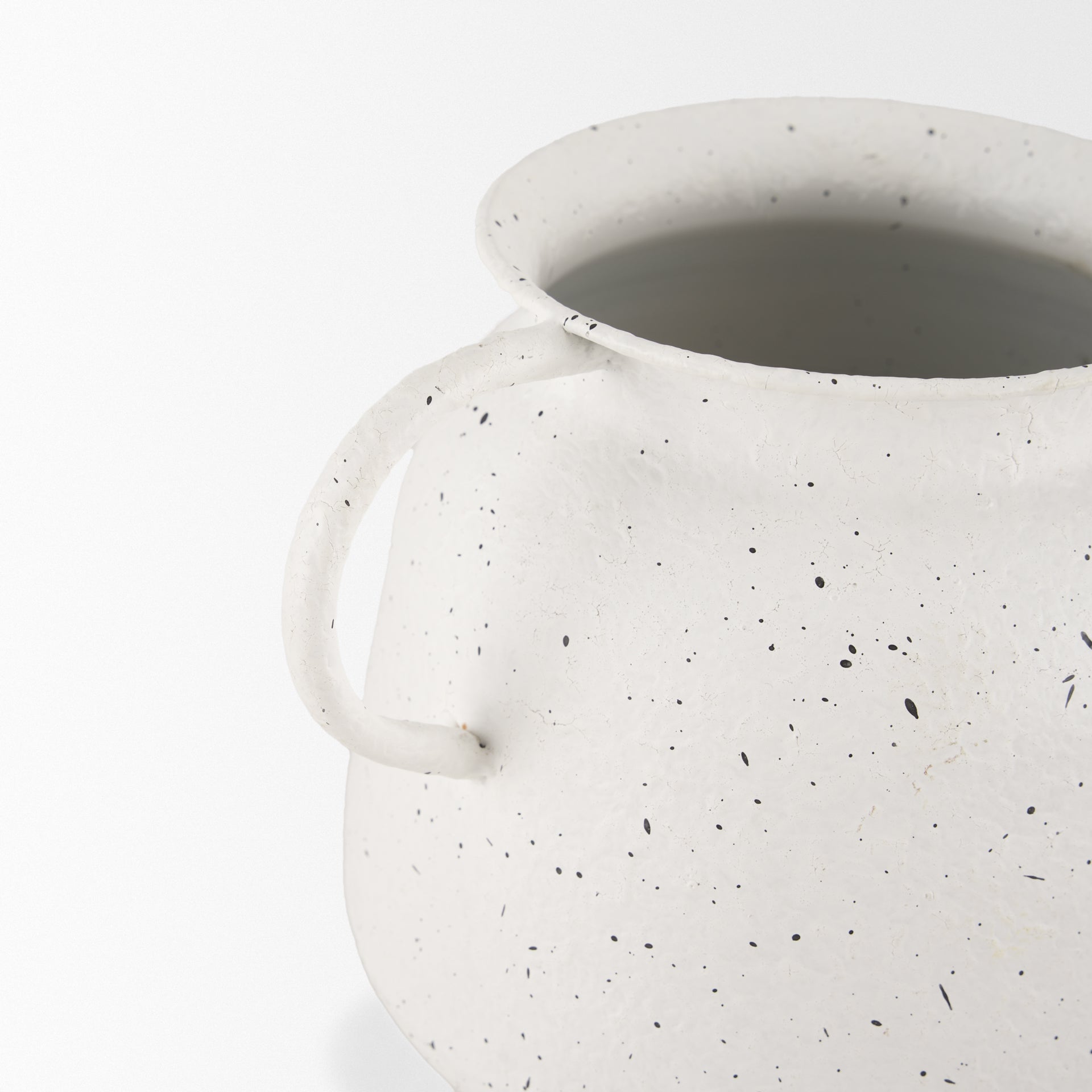 Treva Small White w/ Black Speckles Metal Vase - Central Designs