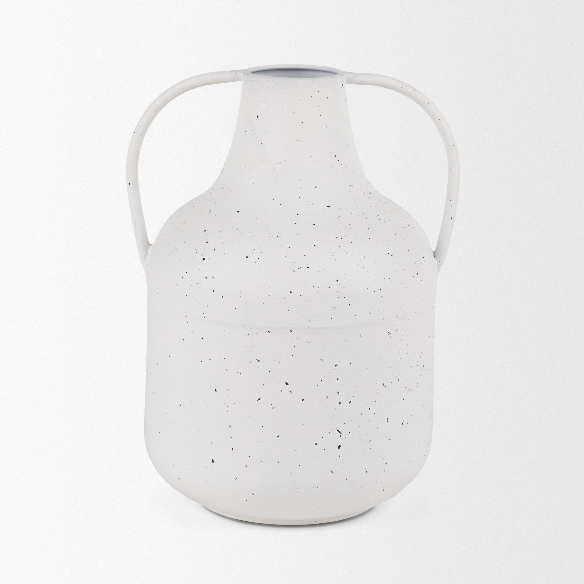 Treva Tall White w/ Black Speckles Metal Vase - Central Designs