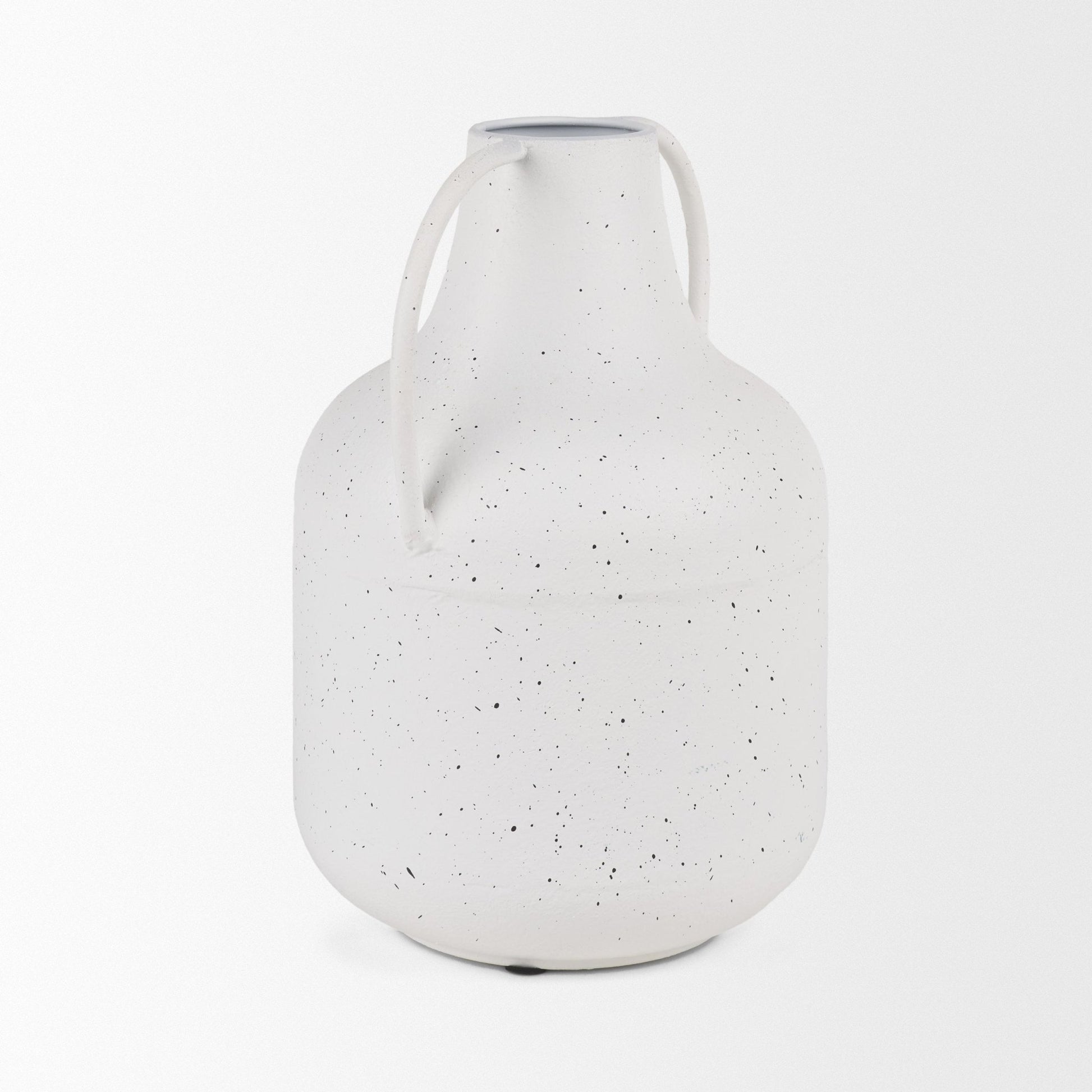 Treva Tall White w/ Black Speckles Metal Vase - Central Designs