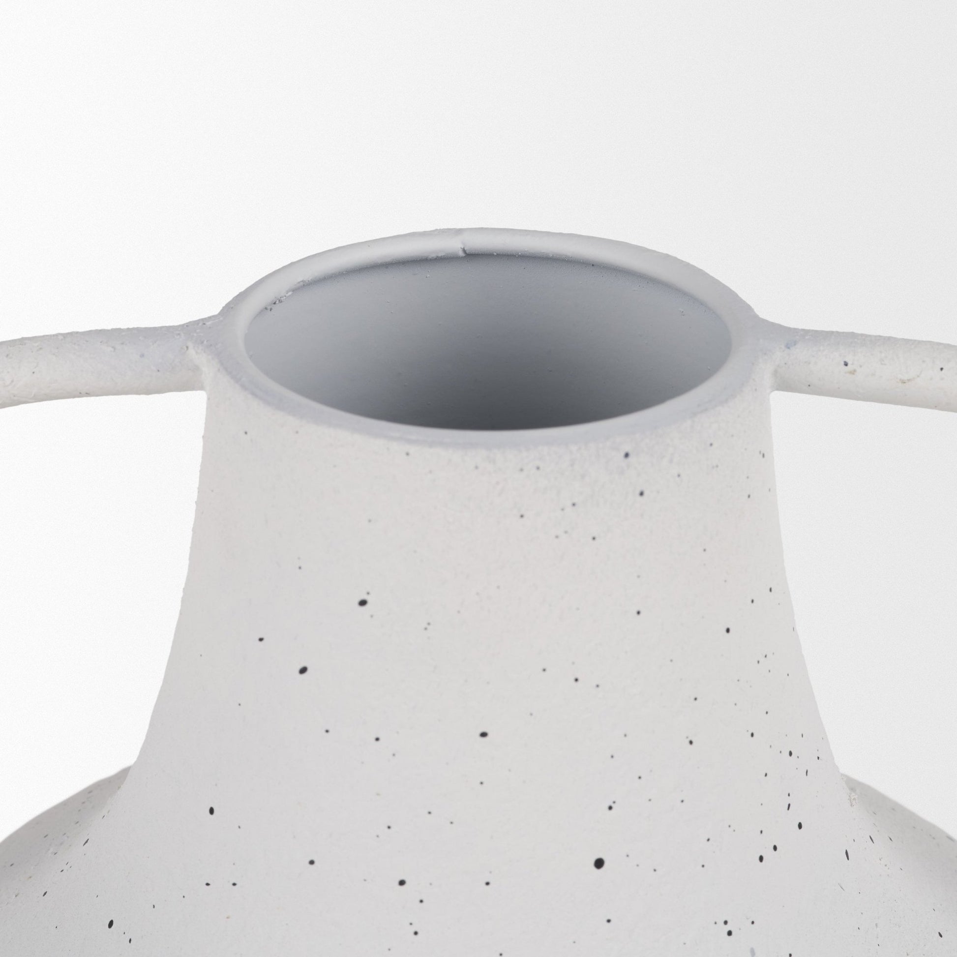 Treva Tall White w/ Black Speckles Metal Vase - Central Designs