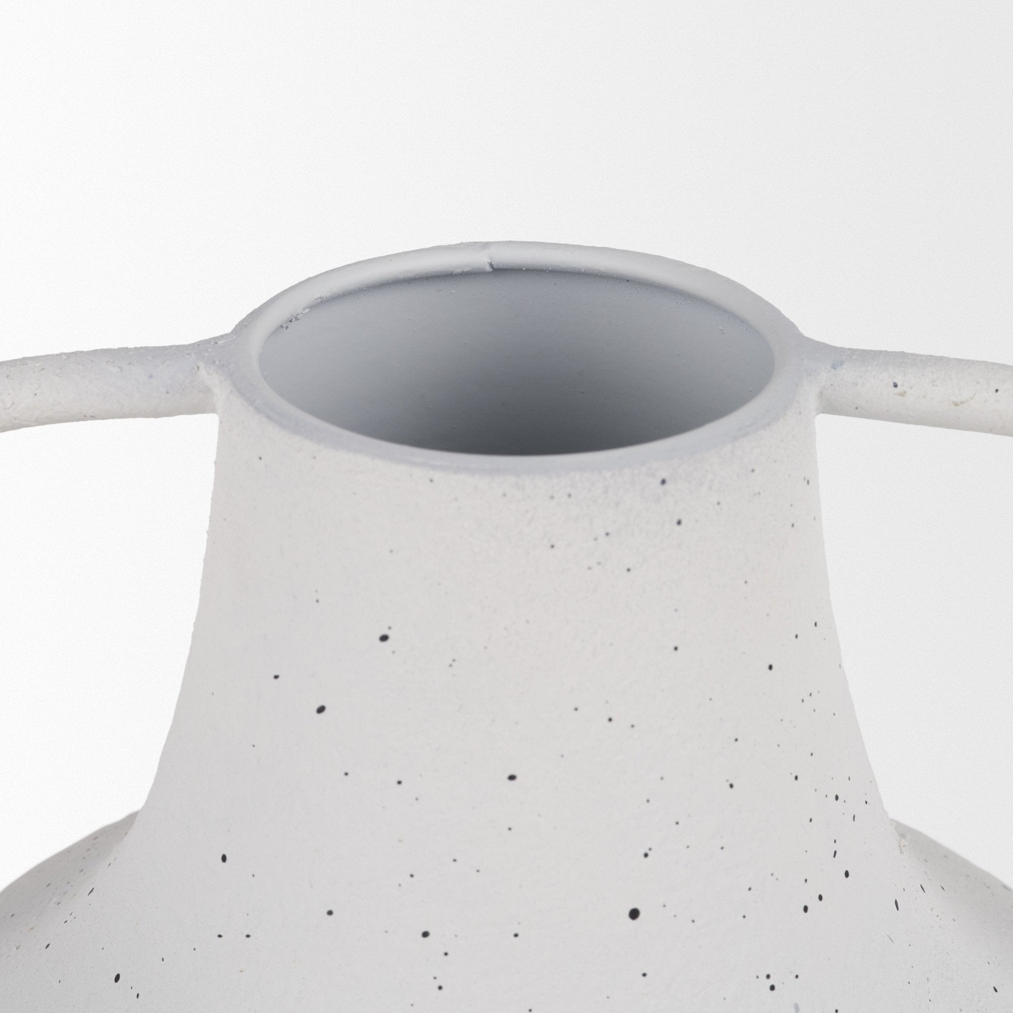 Treva Tall White w/ Black Speckles Metal Vase - Central Designs