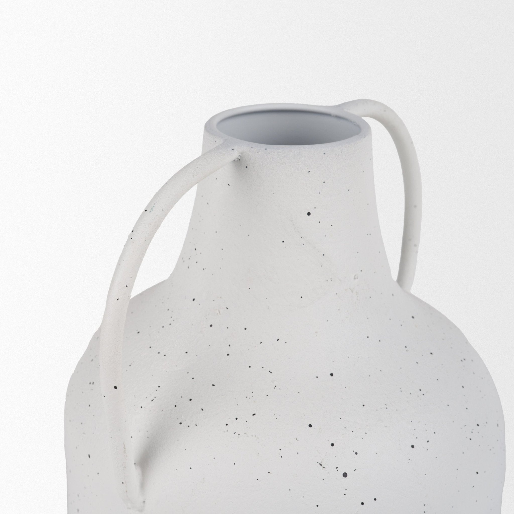 Treva Tall White w/ Black Speckles Metal Vase - Central Designs