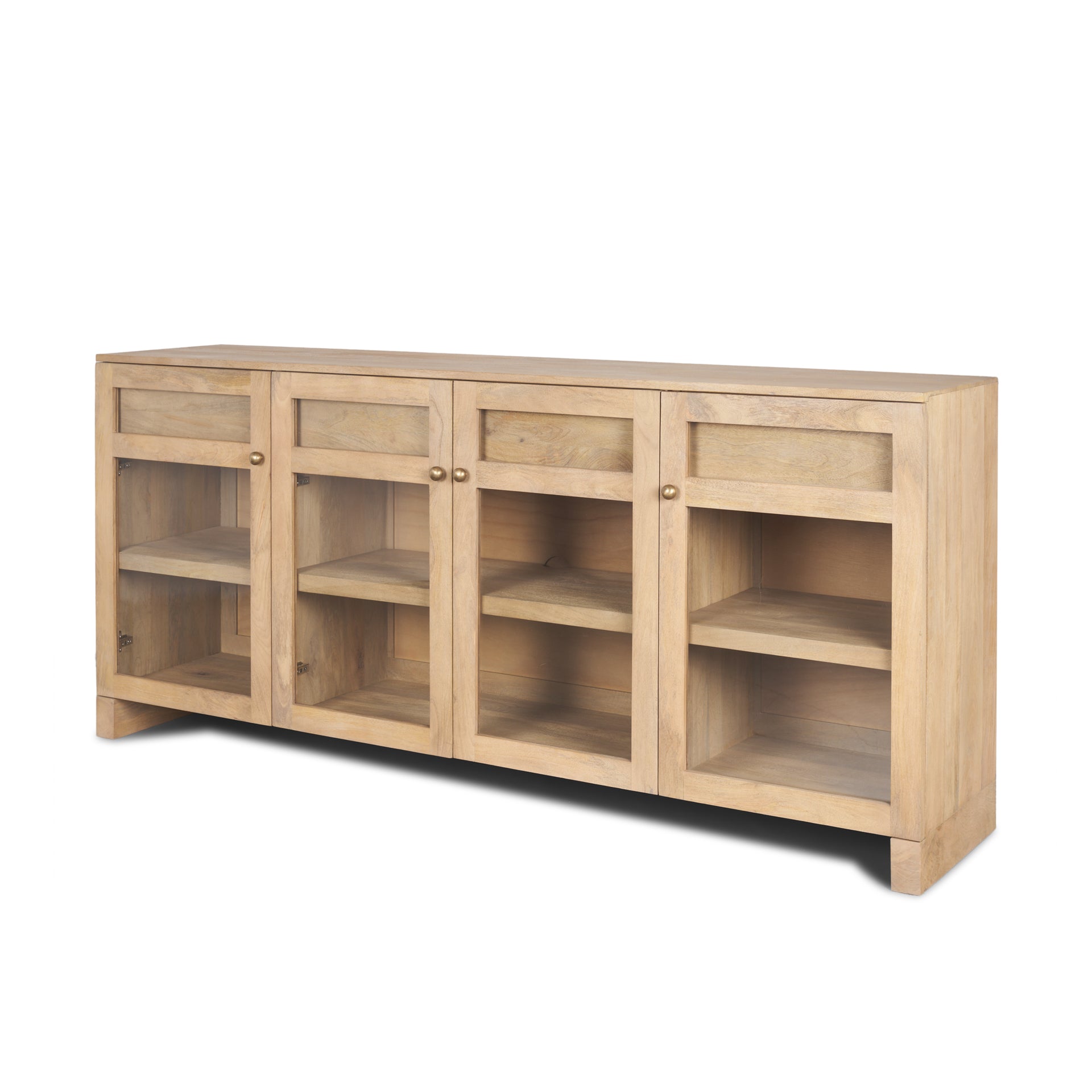 Suri Light Brown Wood w/ Glass Doors Sideboard - Central Designs