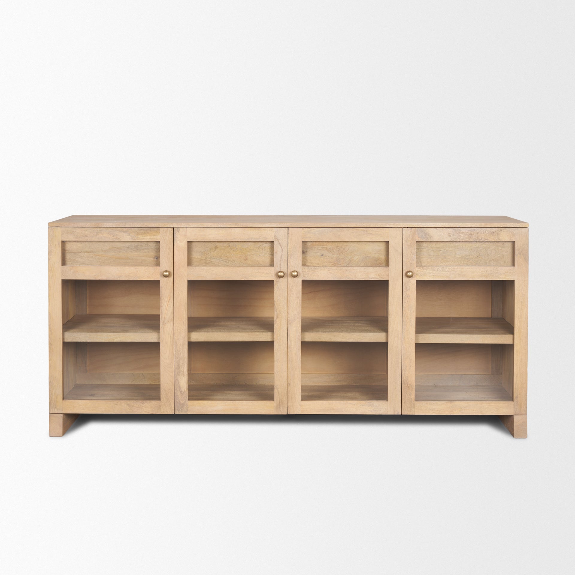 Suri Light Brown Wood w/ Glass Doors Sideboard - Central Designs