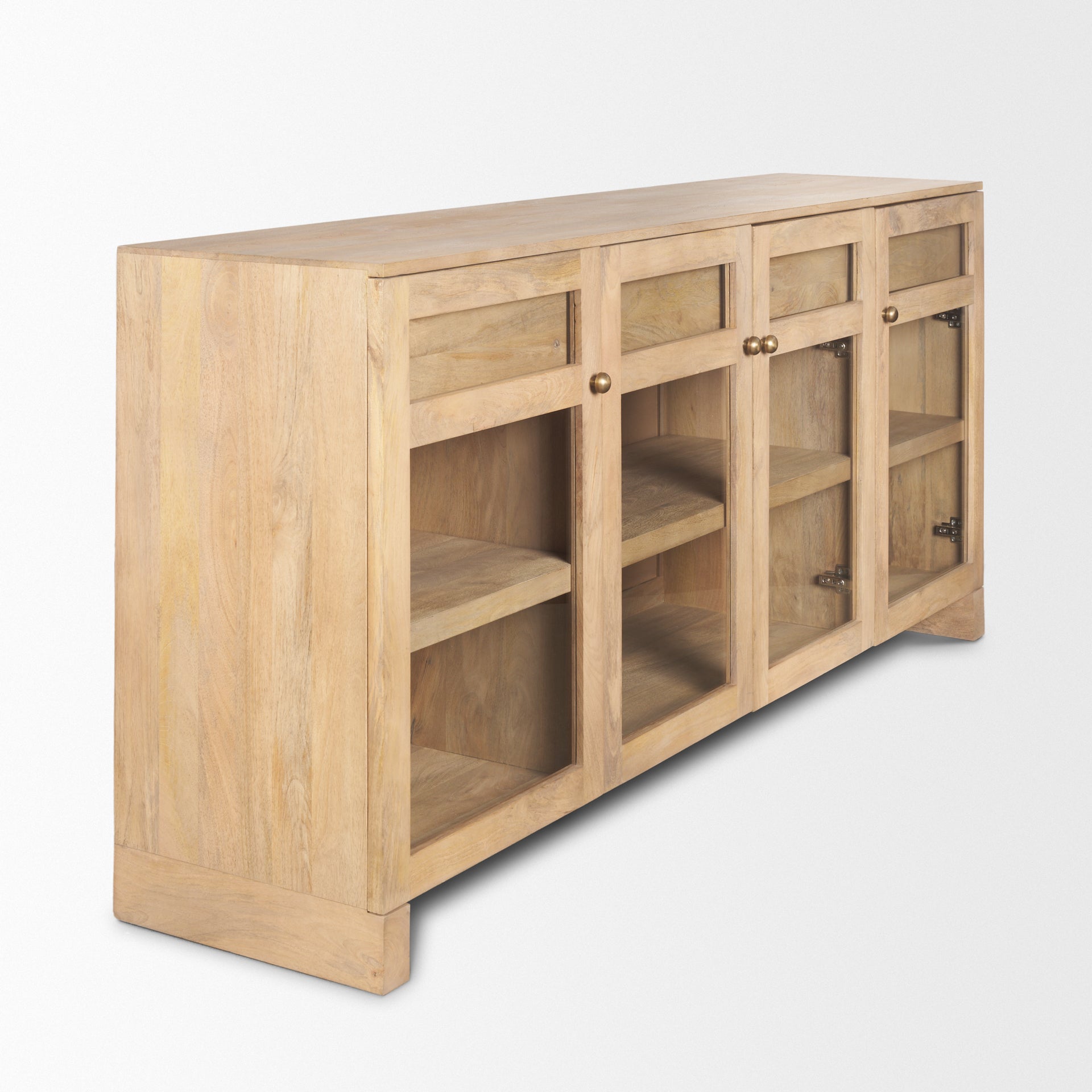 Suri Light Brown Wood w/ Glass Doors Sideboard - Central Designs