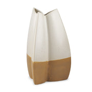 Vania Large Off White w/ Tan Textured Ceramic Vase - Central Designs