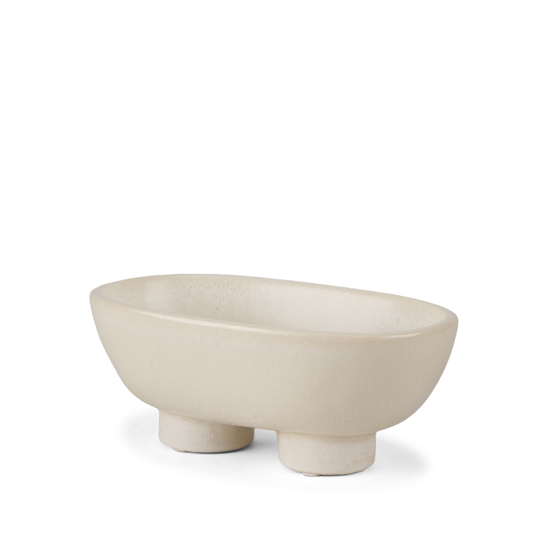 Tyren Cream Glazed Decorative Oblong Ceramic Bowl - Central Designs