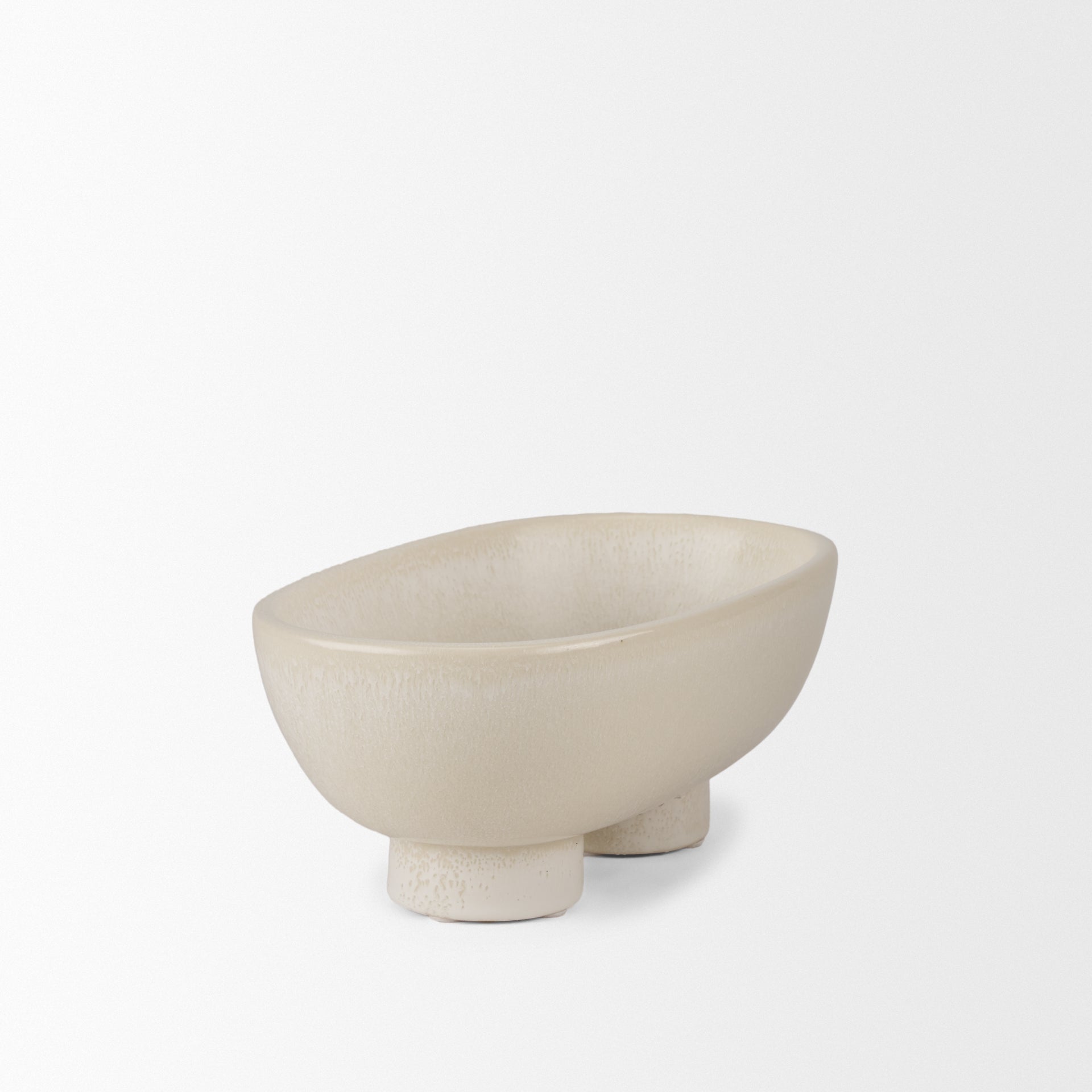 Tyren Cream Glazed Decorative Oblong Ceramic Bowl - Central Designs