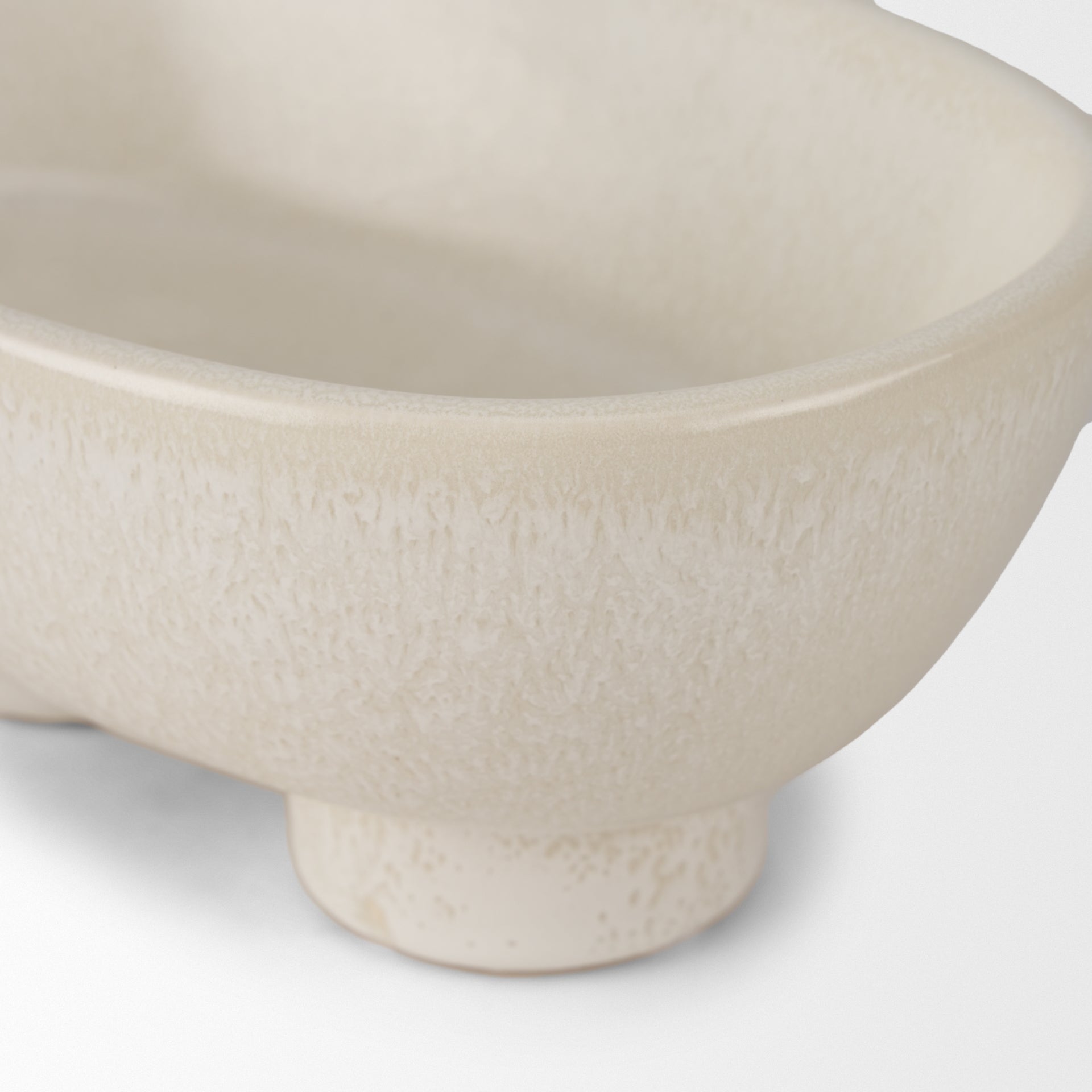 Tyren Cream Glazed Decorative Oblong Ceramic Bowl - Central Designs
